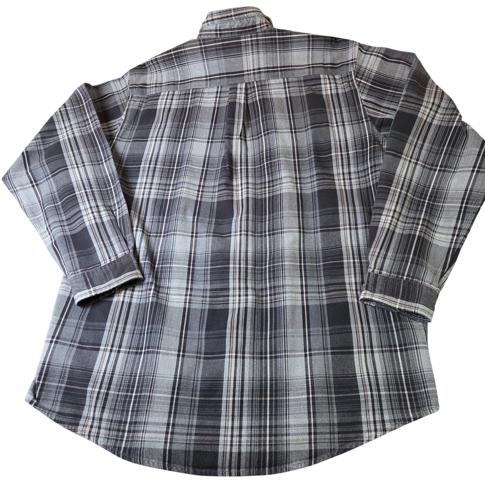 Carhartt XL Tall Heavyweight Plaid Flannel Work Shirt Gray 100% Cotton