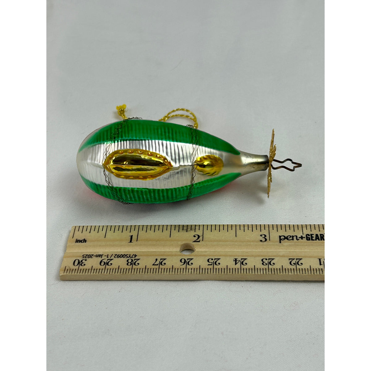 Vintage West German ZR III Zeppelin Blown Glass Christmas Ornament 3.25"