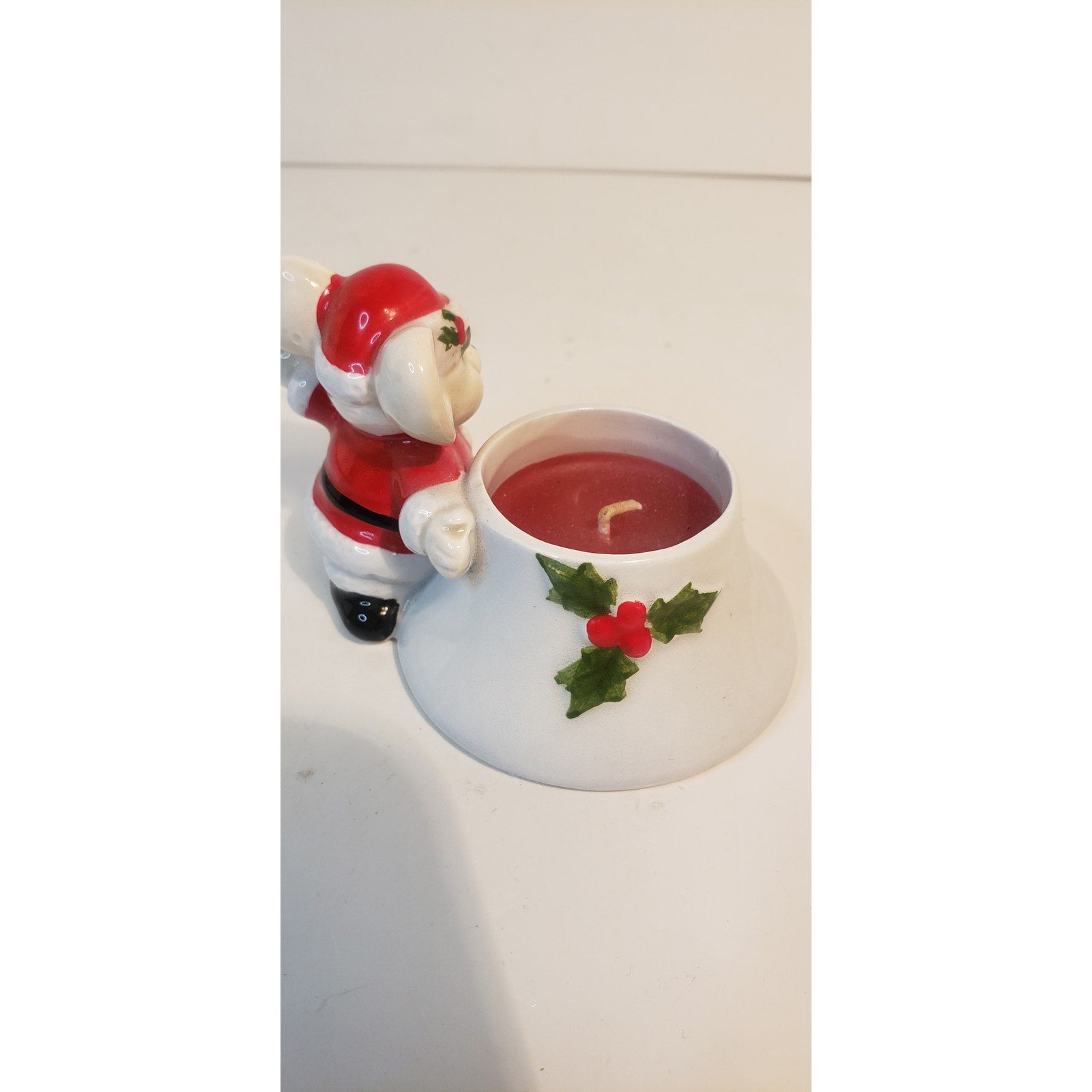 Vintage Fitz & Floyd Santa Mouse Candle Holder 1978 Hand Painted Japan