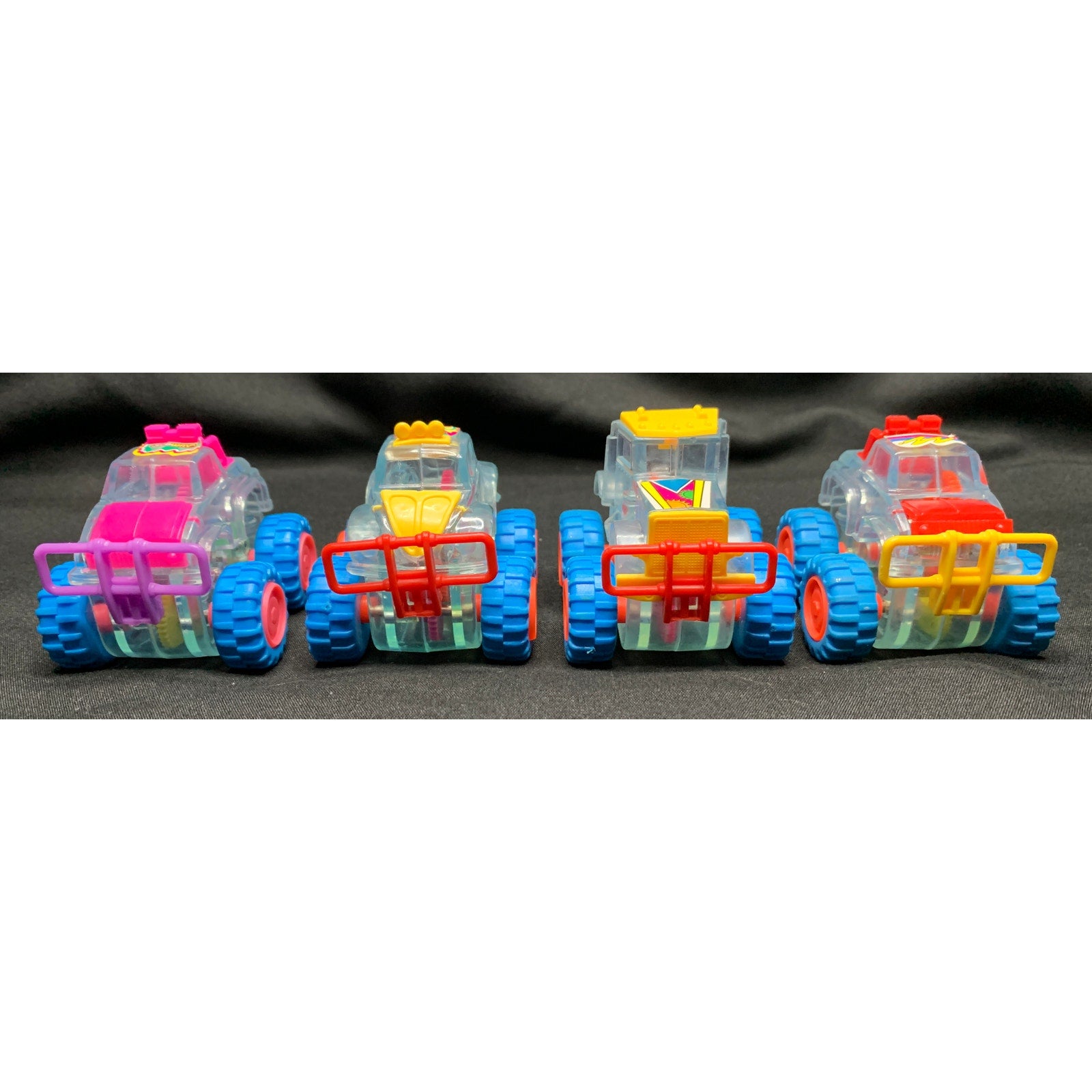 1997 Subway Clear Gears Lot 4 Vintage Kids Meal Toys Goin Buggy Tromper Truck
