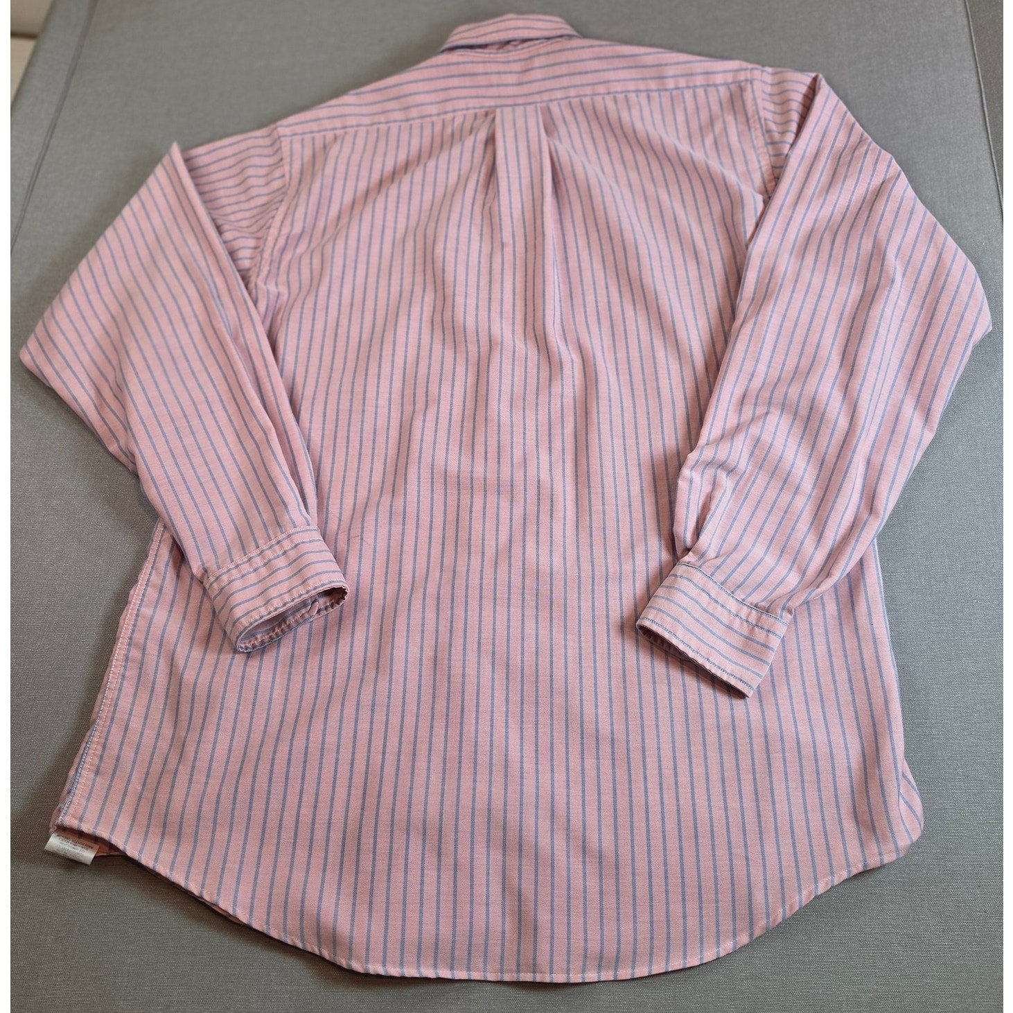 Vintage 90s L.L. Bean USA Made Pink Blue Stripe Shirt 16-35 Single Needle