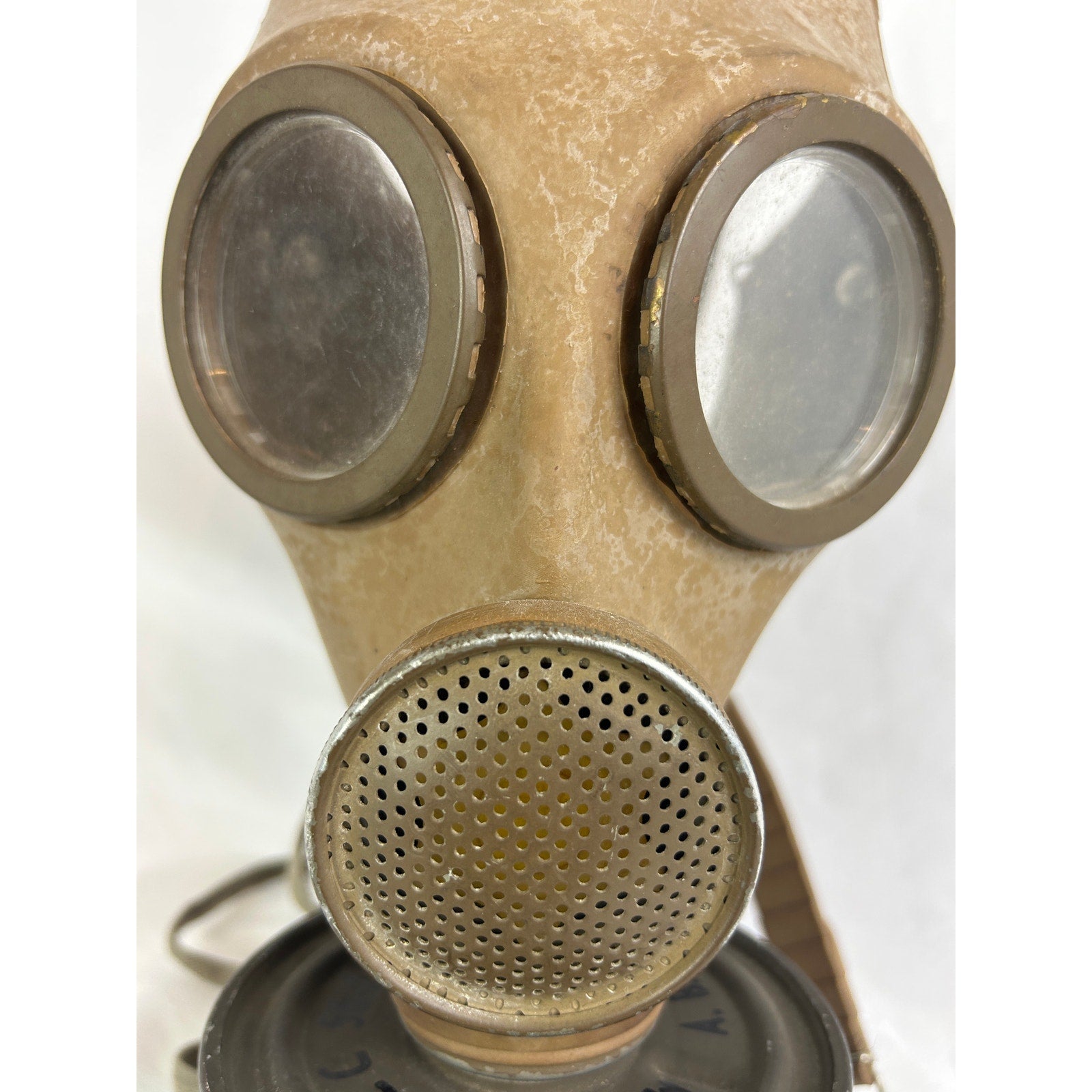 Vintage Military Gas Mask w Filter Canister Cold War Soviet Style