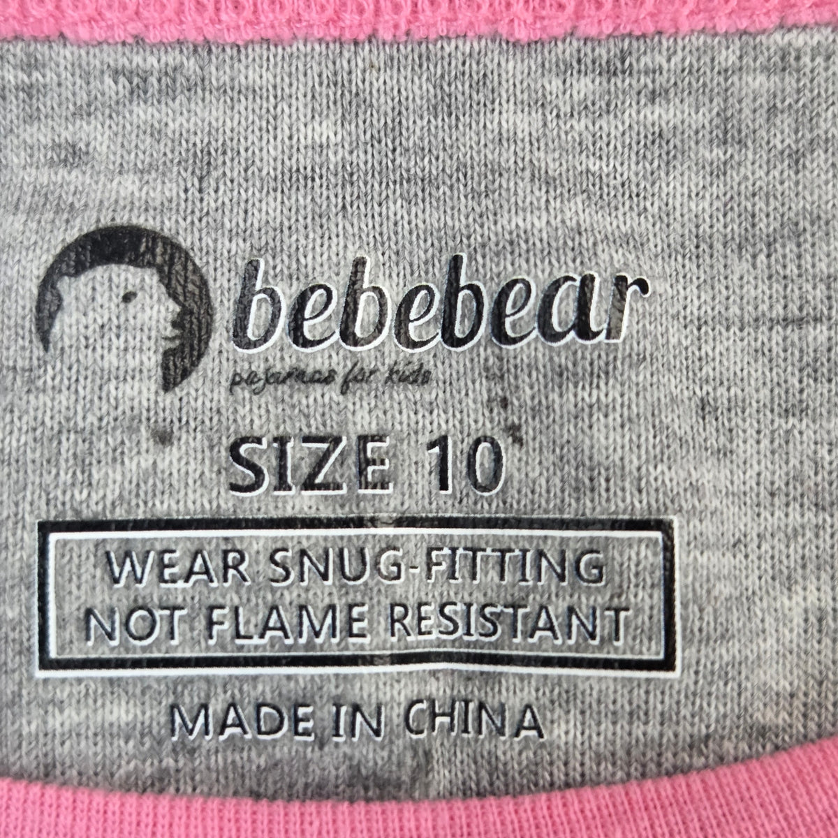 Bebebear Girls Size 10 Unicorn Pajama Set Gray Pink Cotton Snug Fit 2 Piece