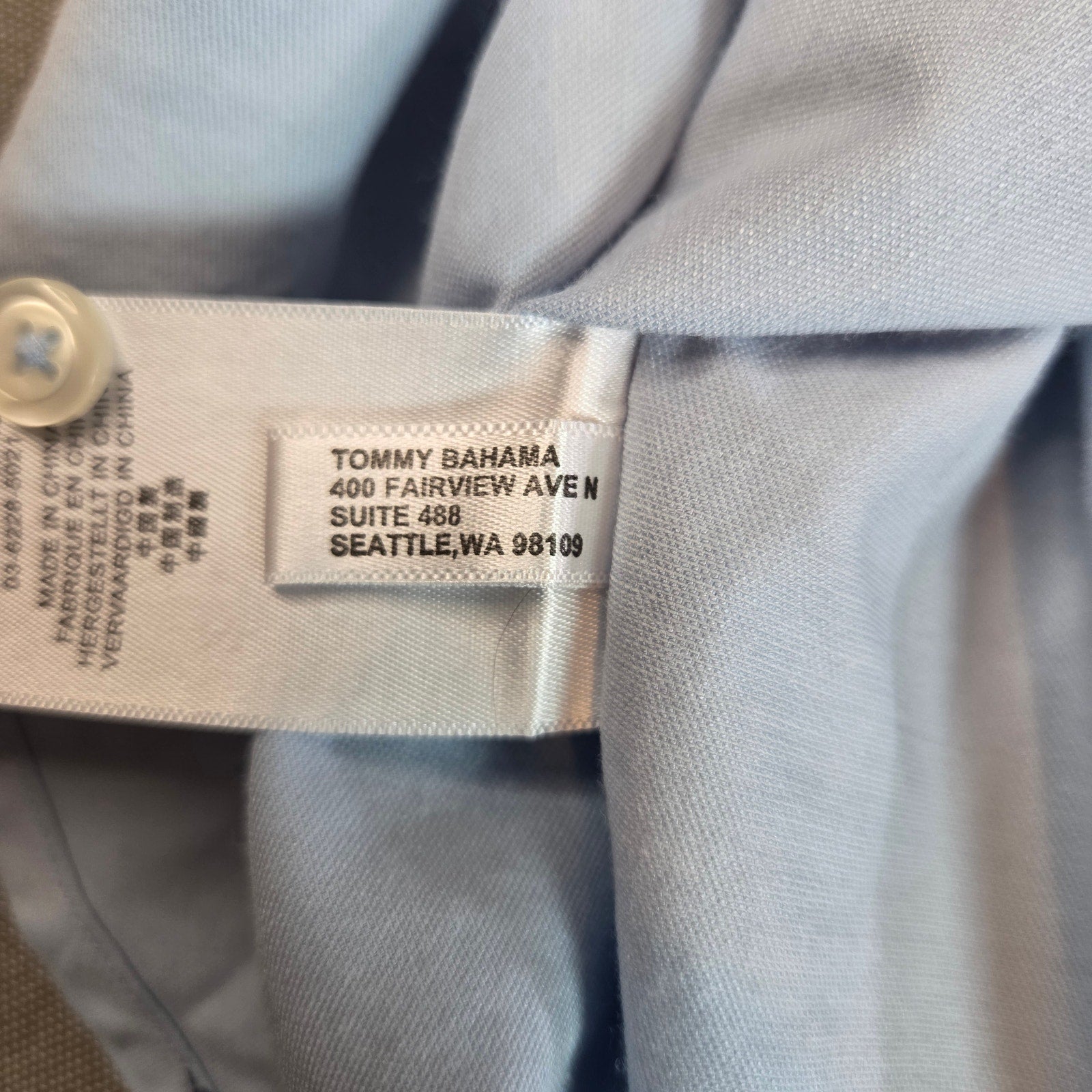Tommy Bahama XXL Cotton Silk Blend Button Up Shirt Blue Gingham Cuff Detail