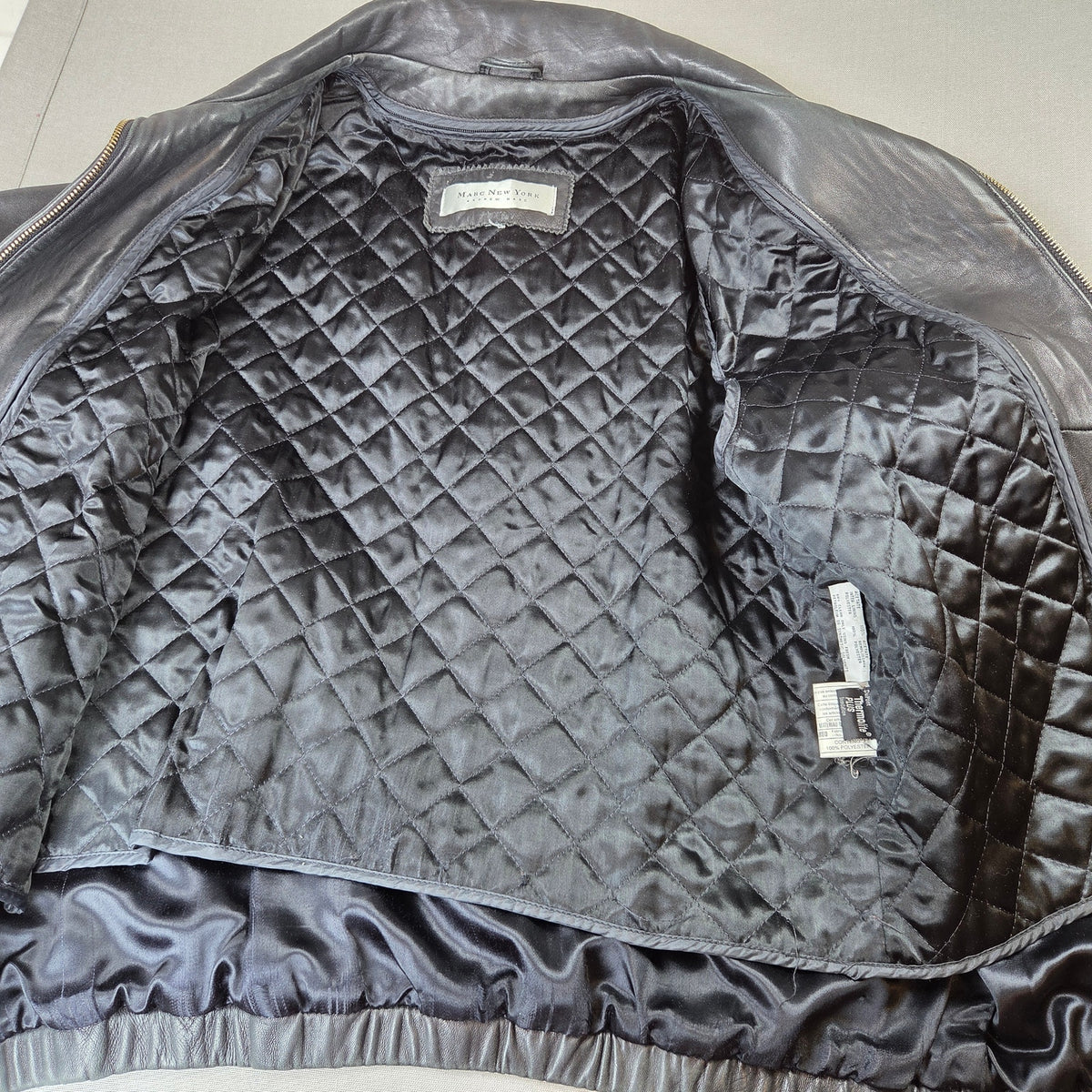 Marc New York Andrew Marc Leather Jacket Mens XL Thermolite Full Zip Black
