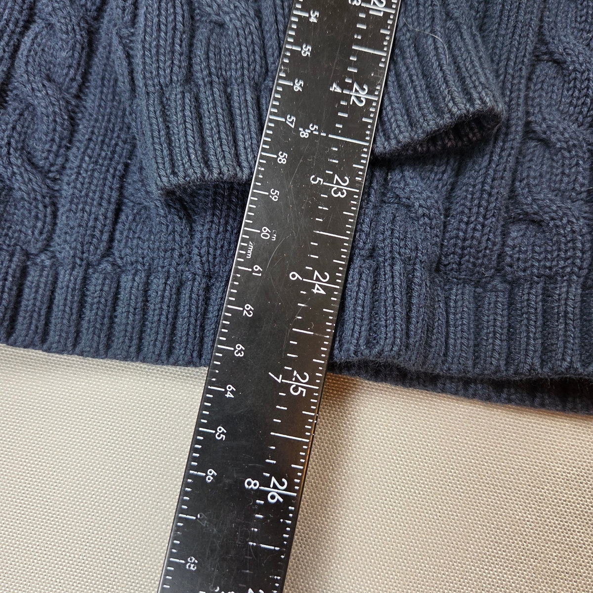 Vintage LL Bean Womens XL Cotton Cable Knit Full Zip Mock Neck Sweater Hong Kong