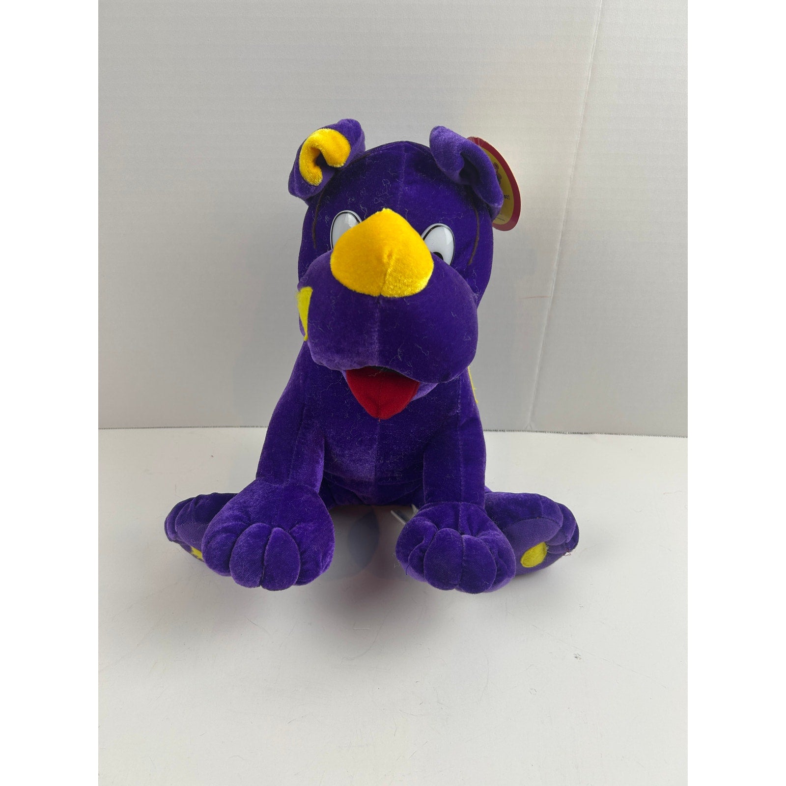 Toy Network Purple Dog Plush Stuffed Animal Yellow Spots Tongue Out 2003 NWT