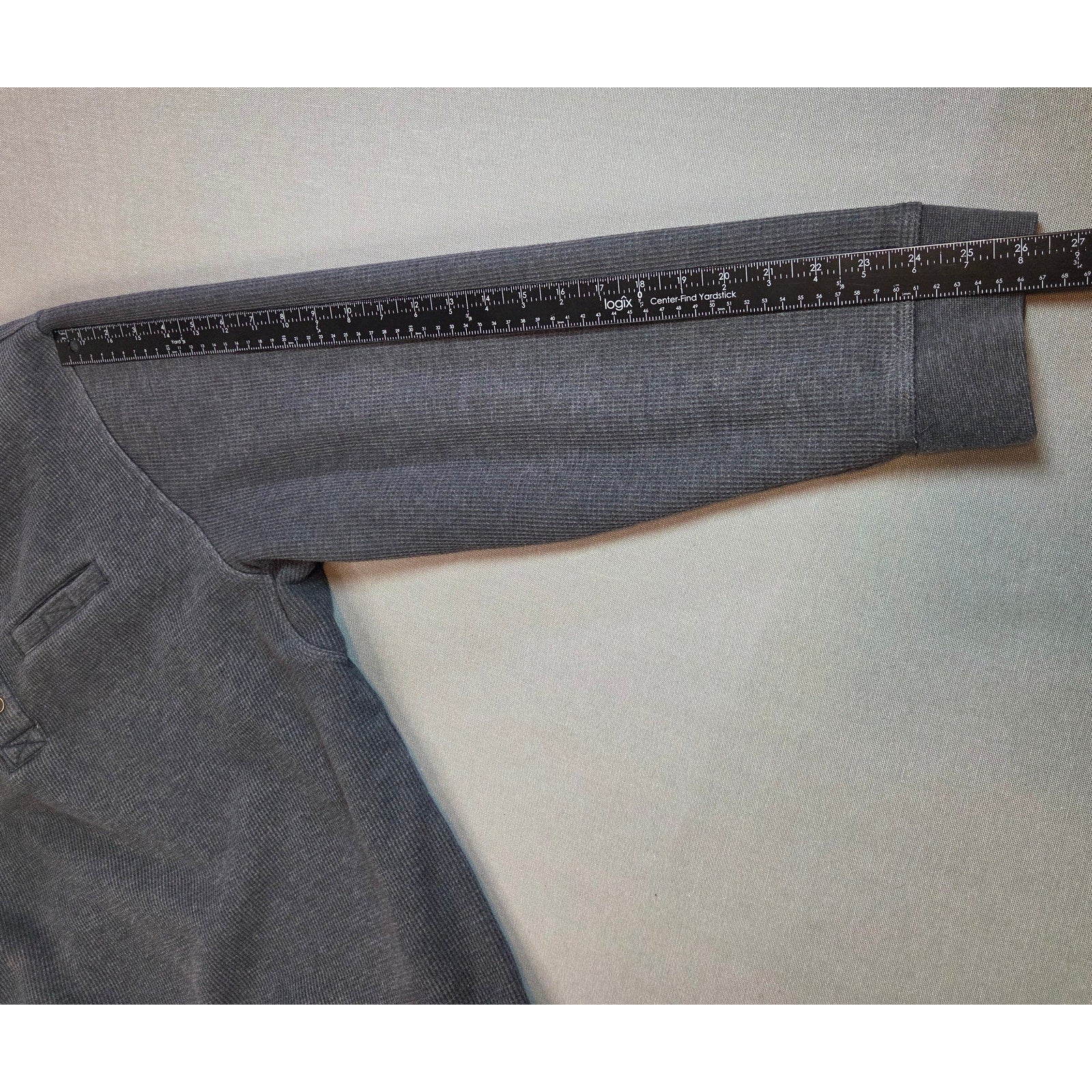 L.L.Bean Men’s XXL Waffle Knit Fleece Lined Henley Pullover Gray
