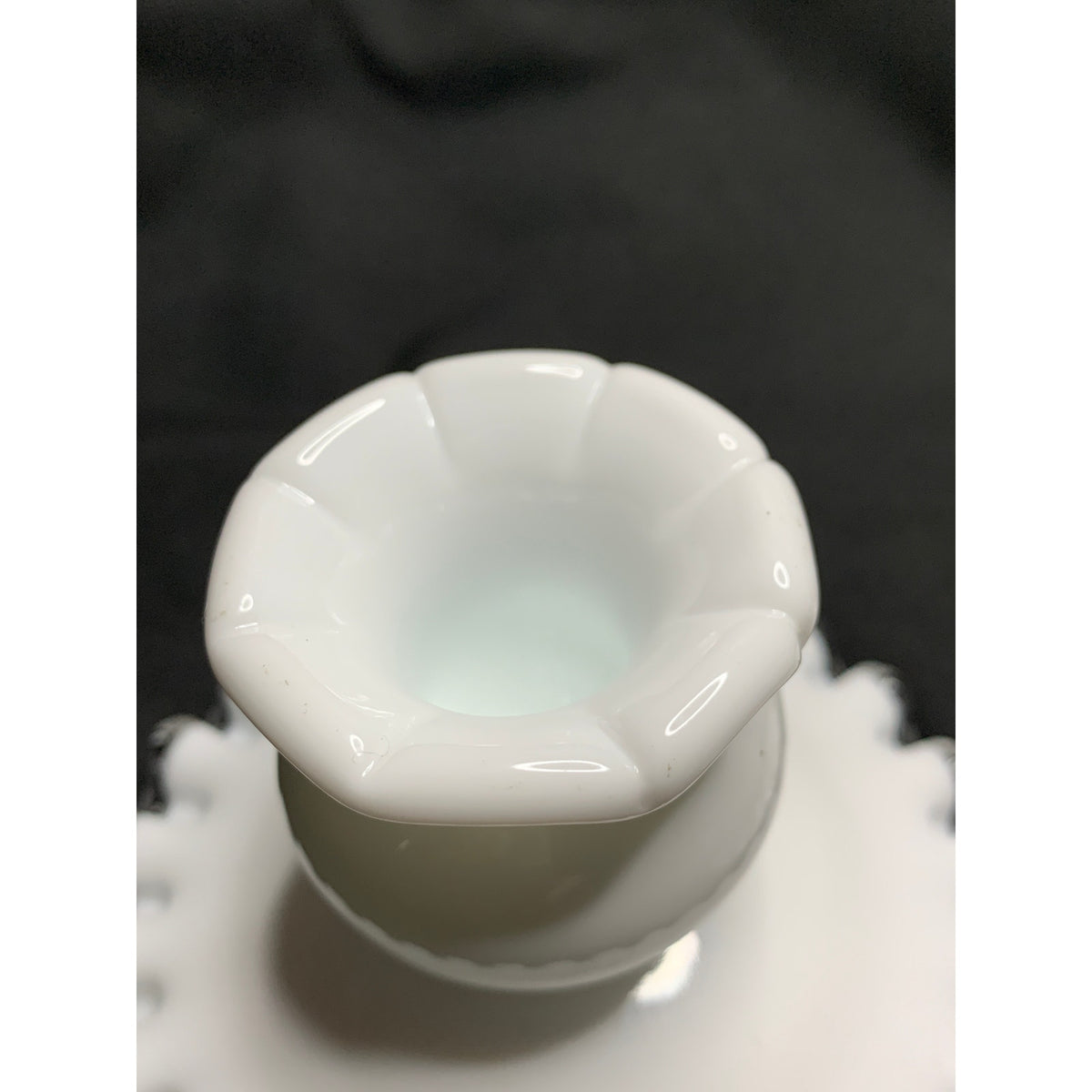 Vintage Fenton Silver Crest Milk Glass Candle Holders Clear Edge Pair