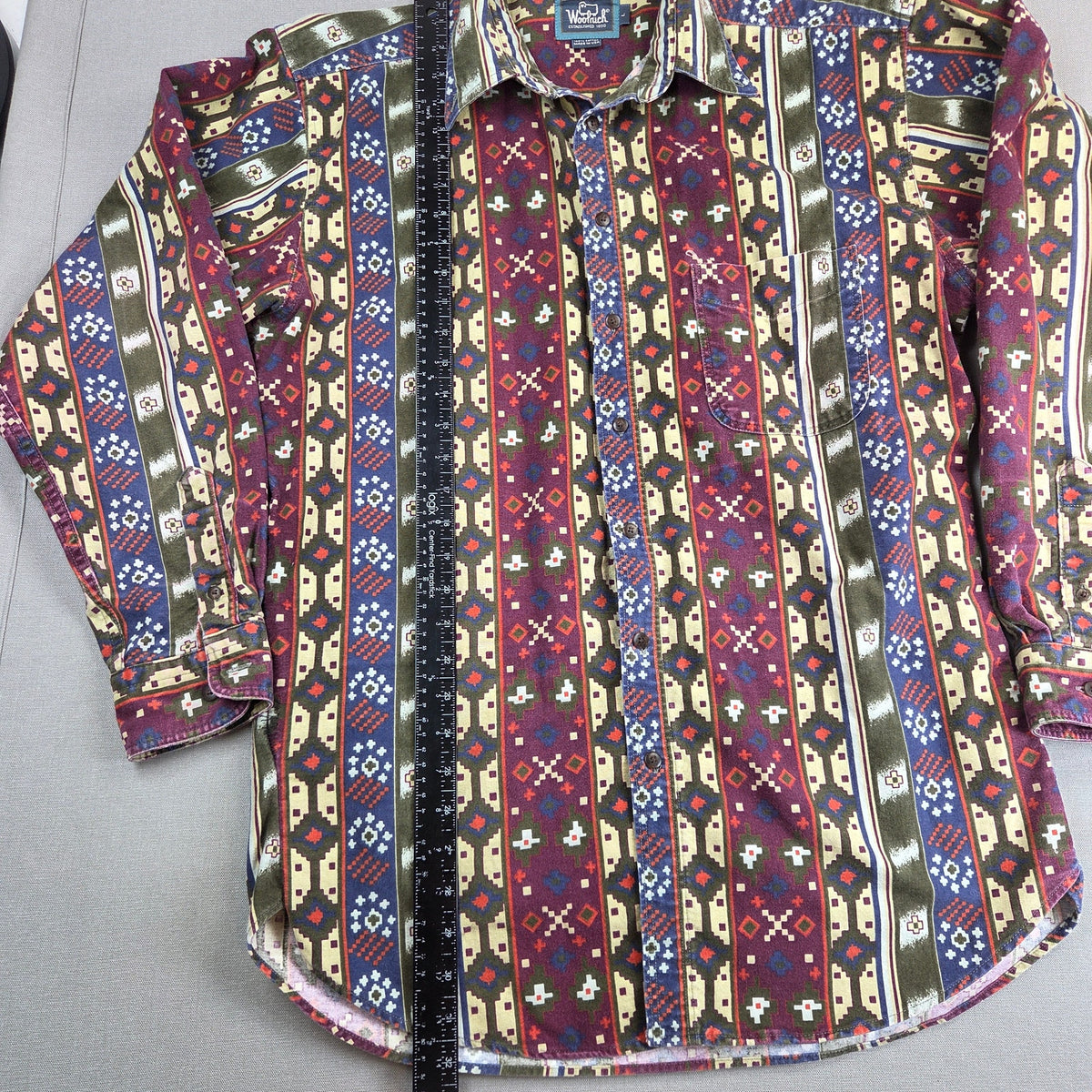 Vintage Woolrich Southwestern Geometric Shirt Mens L USA Cotton Western 90s