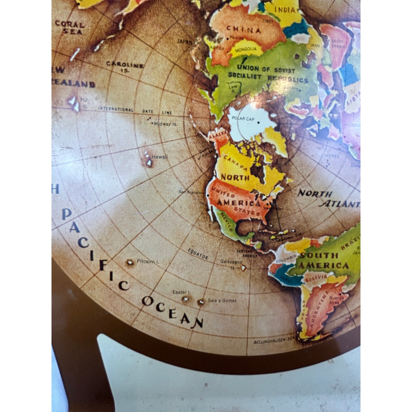 Vintage 1953 Replogle Air Age World Map North Pole News Stand Display