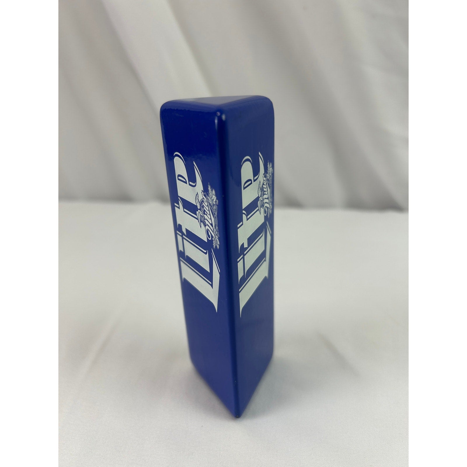 Miller Lite Blue Triangle Beer Tap Handle 5 Inch Lucite Breweriana Bar Pub