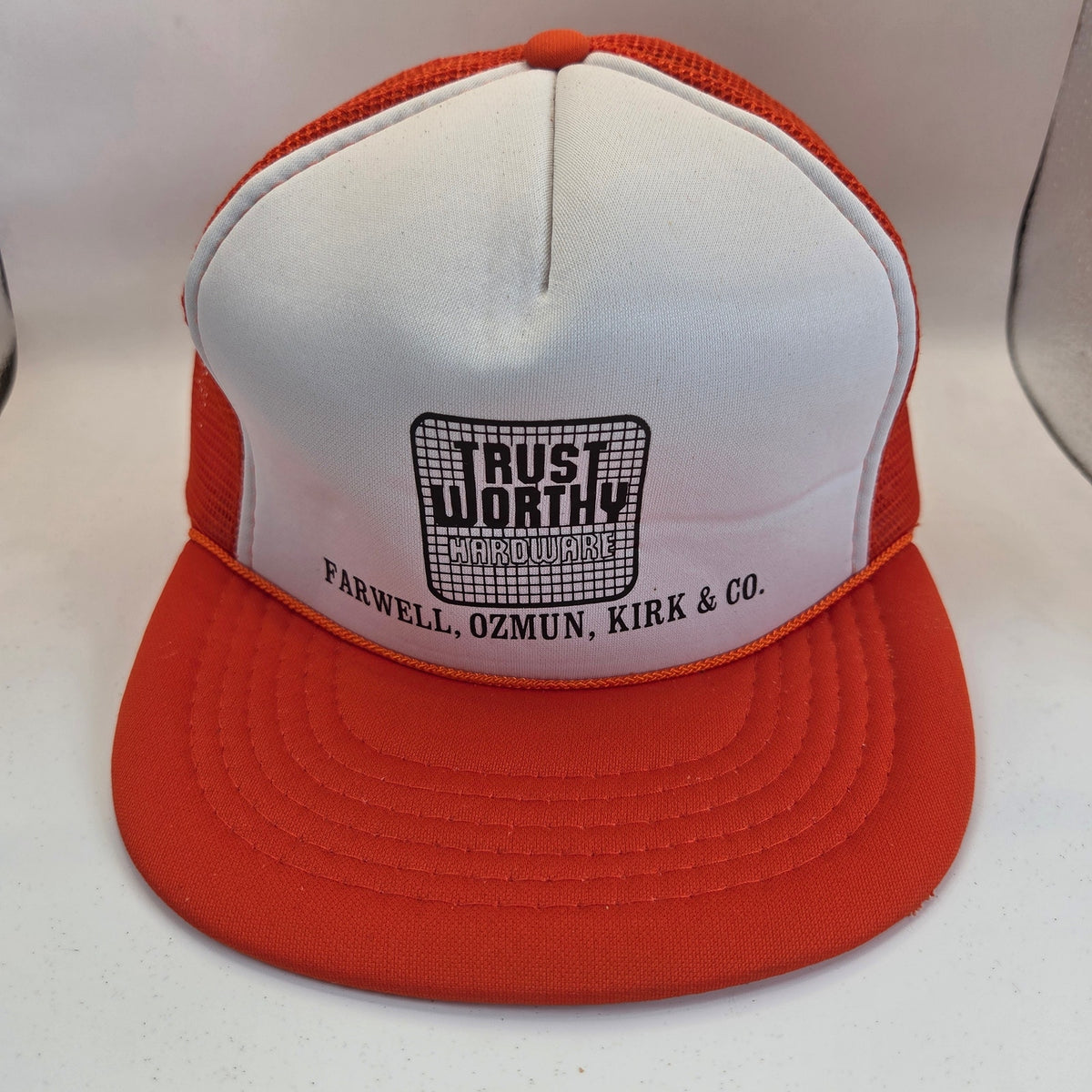 Vintage Trustworthy Hardware Farwell Ozmun Kirk Foam Mesh Snapback Trucker Hat