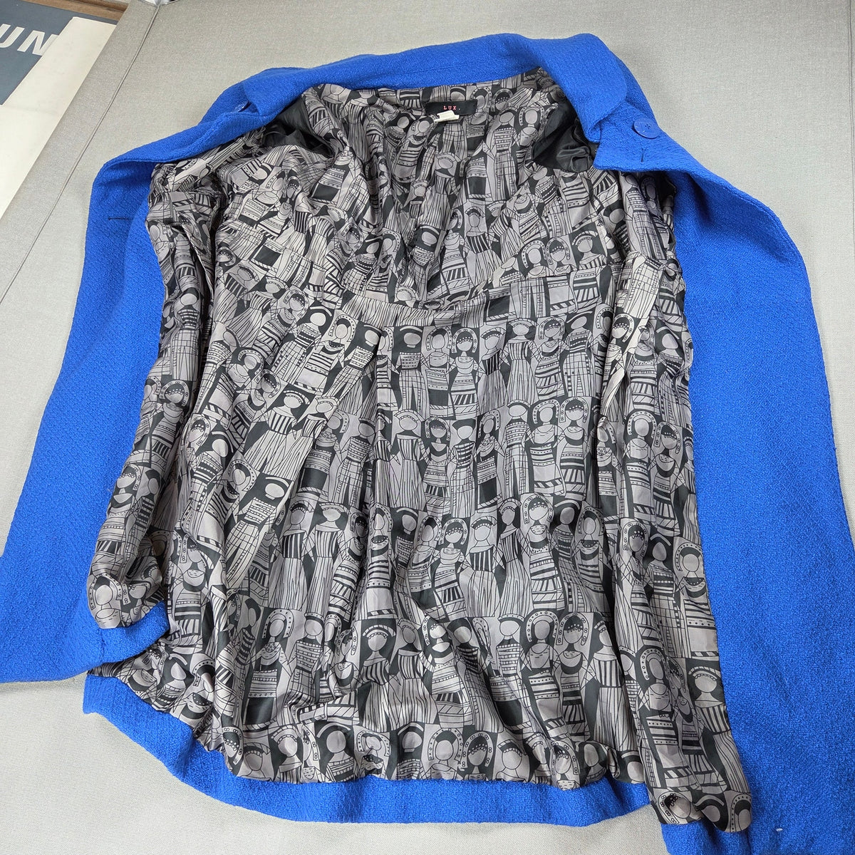 LUX Women's Wool Blend Double Breasted Swing Coat Blue Size M Peacoat Jacket