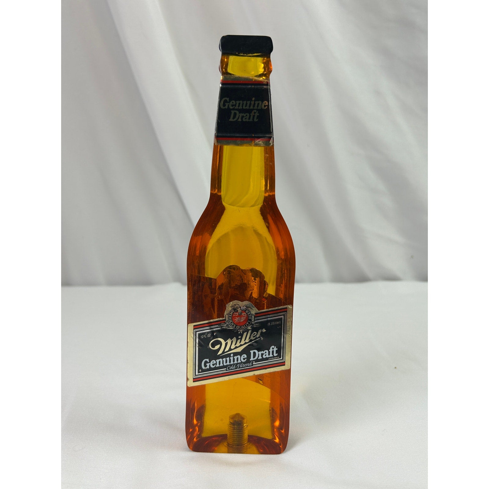 Vintage Miller Genuine Draft MGD Beer Tap Handle Acrylic Half Bottle 9 Inch