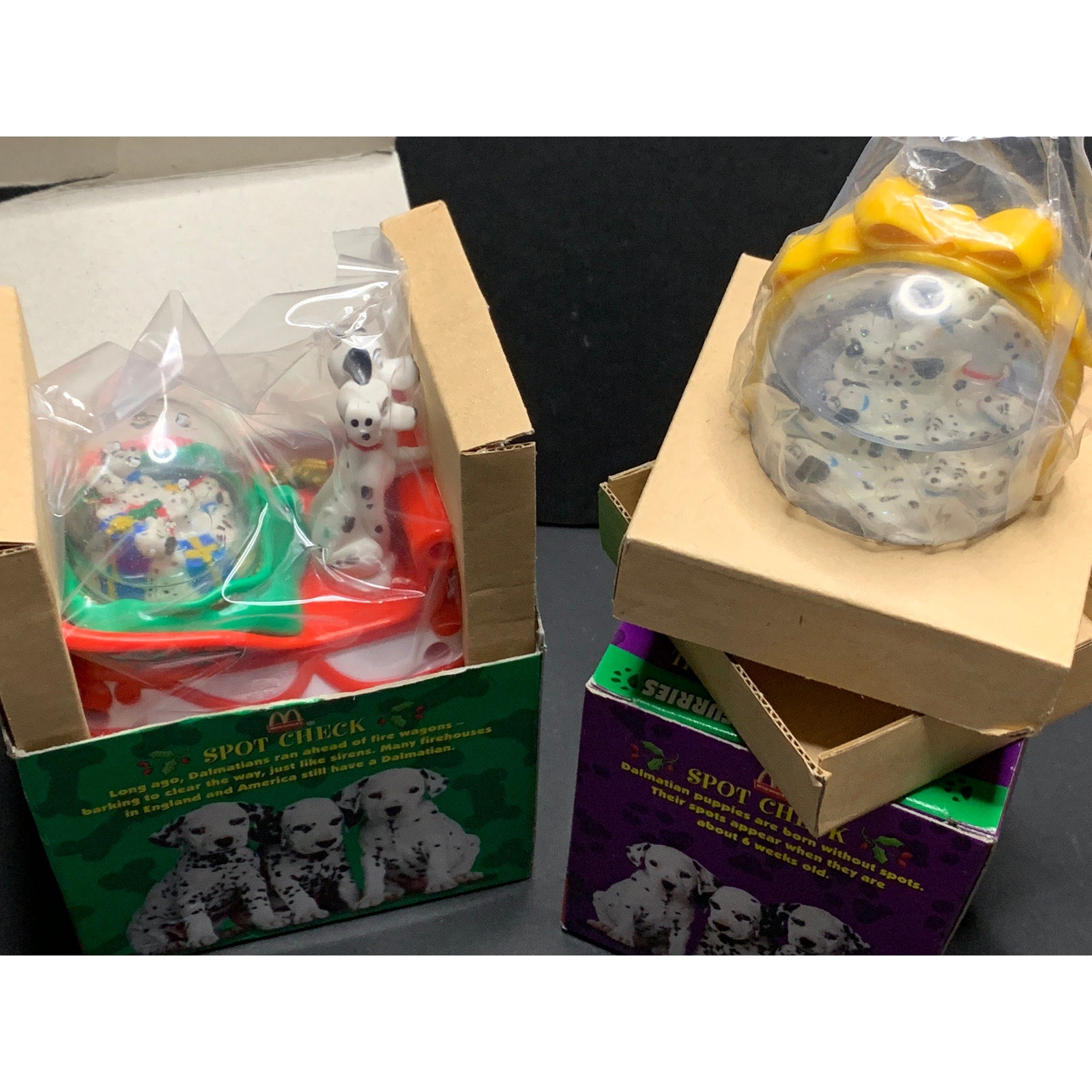 1996 Disney 101 Dalmatians Snow Dome McDonald's Happy Meal Toy Lot of 4 w/Boxes