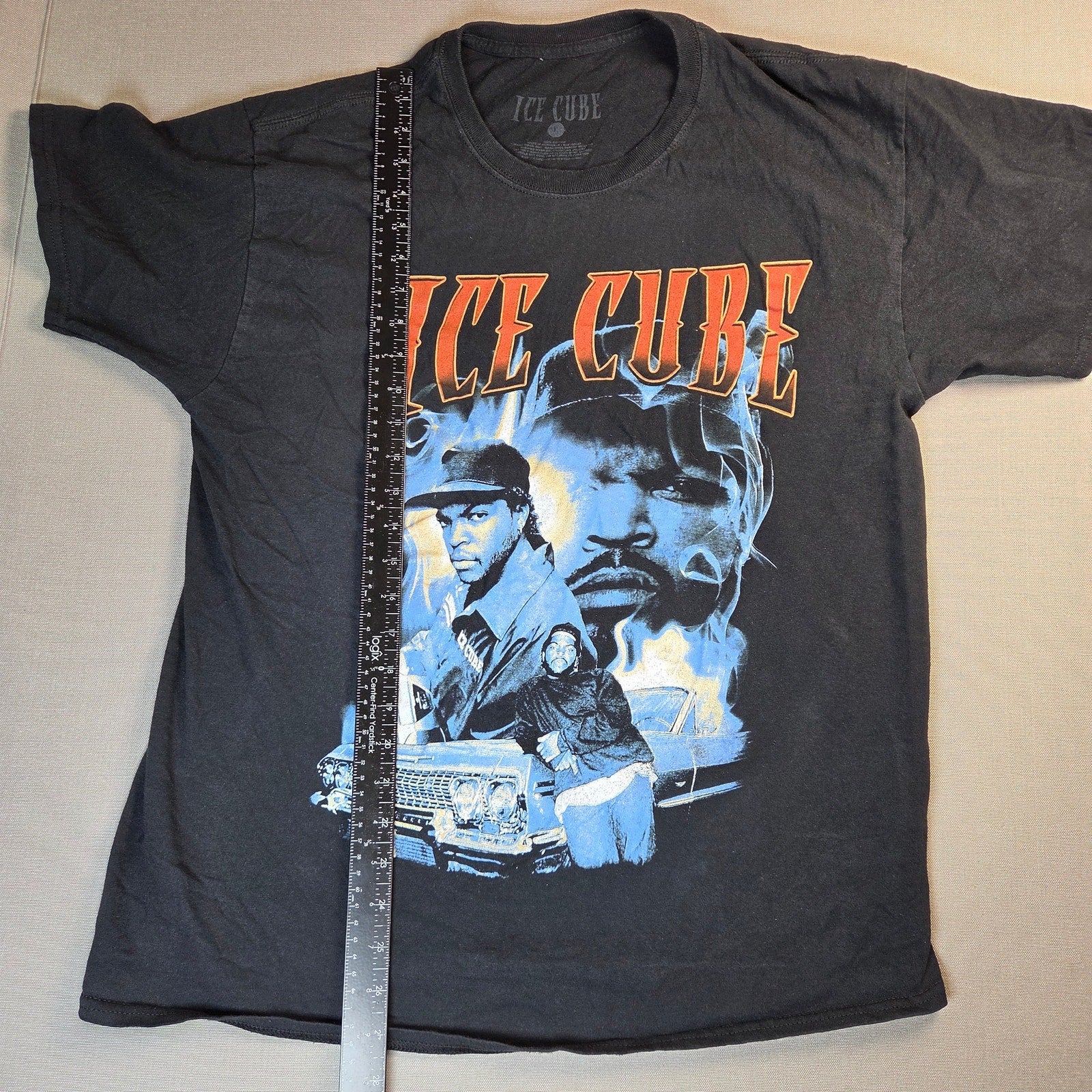Ice Cube Blue Flames Graphic T Shirt Mens Large Hip Hop Rap Lowrider Cotton