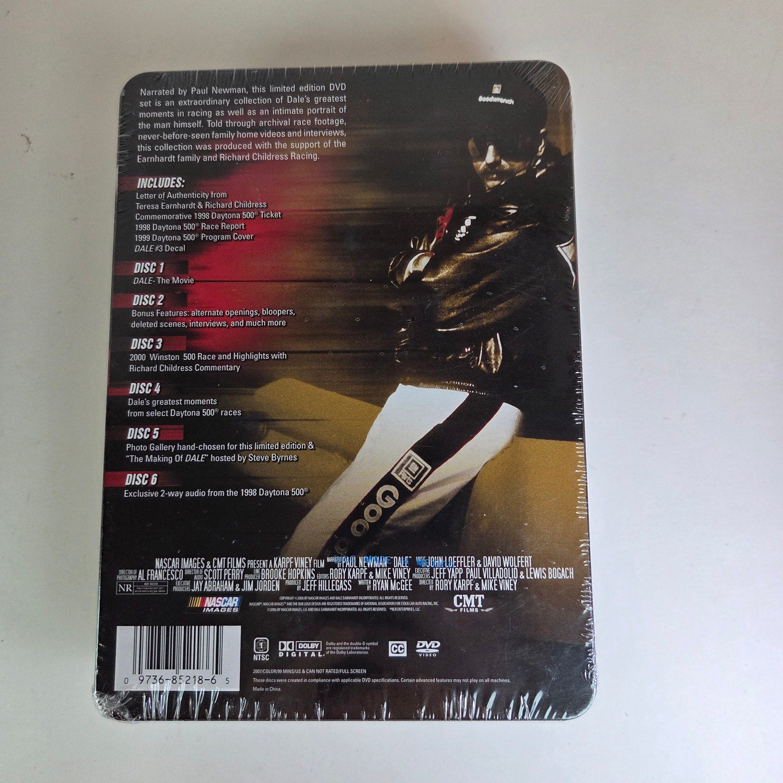 Dale Earnhardt DVD Sealed 6-Disc Collector’s Tin 2007 NASCAR CMT Paul Newman