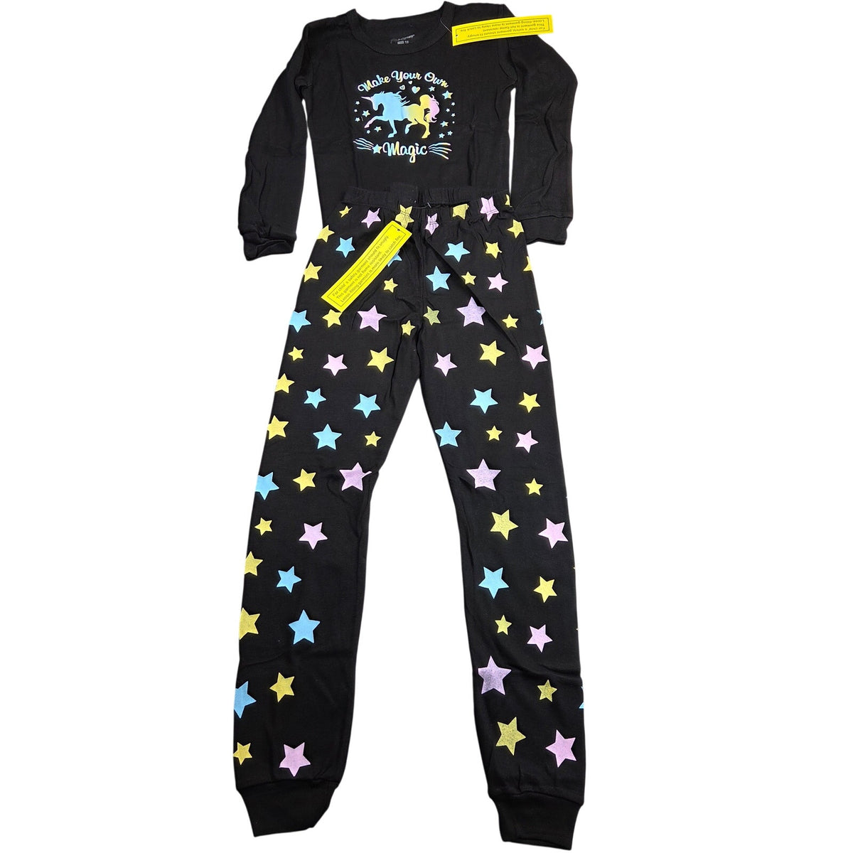 Bebebear Girls Size 10 Unicorn Pajama Set Make Your Own Magic Black 2 Piece