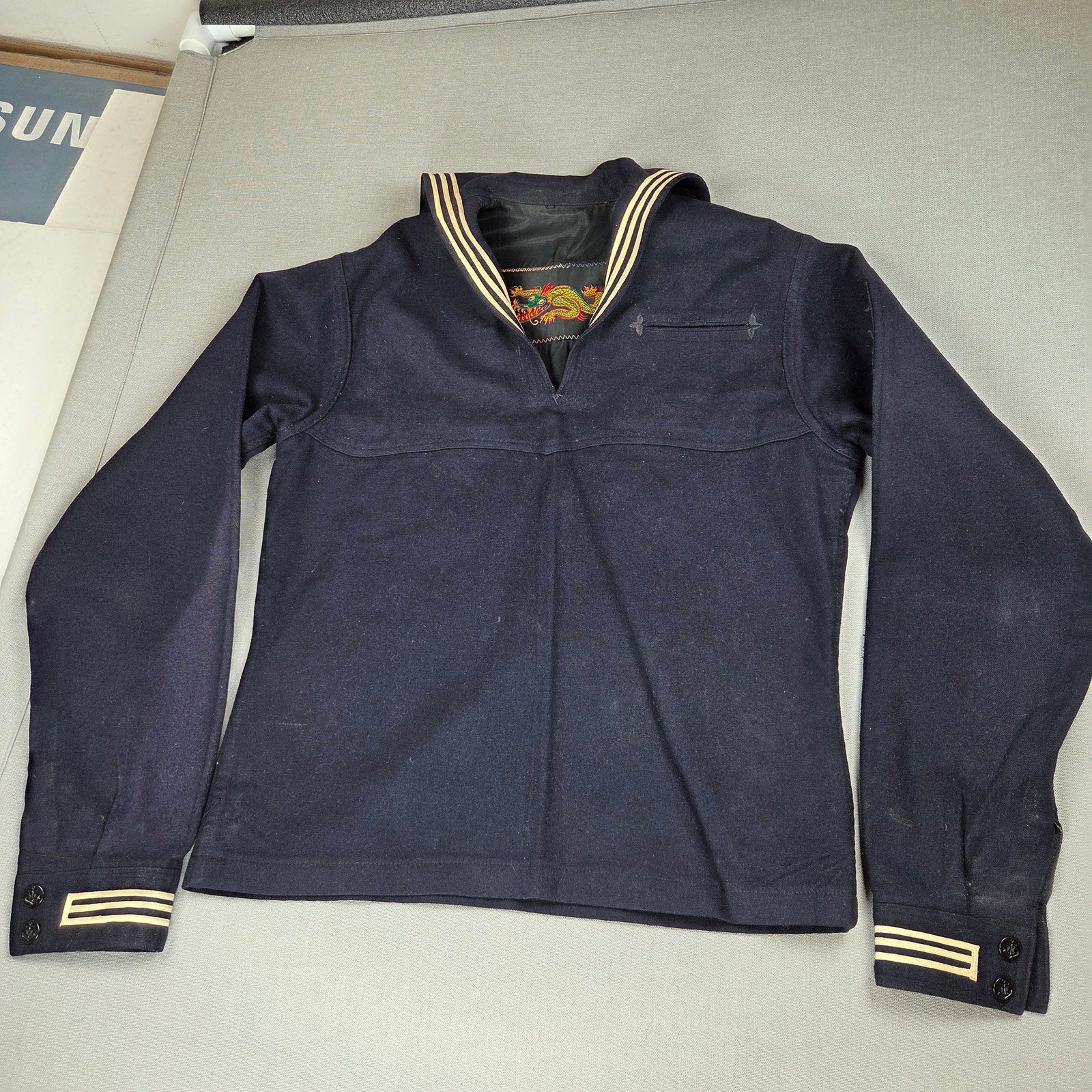 Vintage Seafarer US Navy Dress Blue Crackerjack Uniform Set Dragon BM2 32x29
