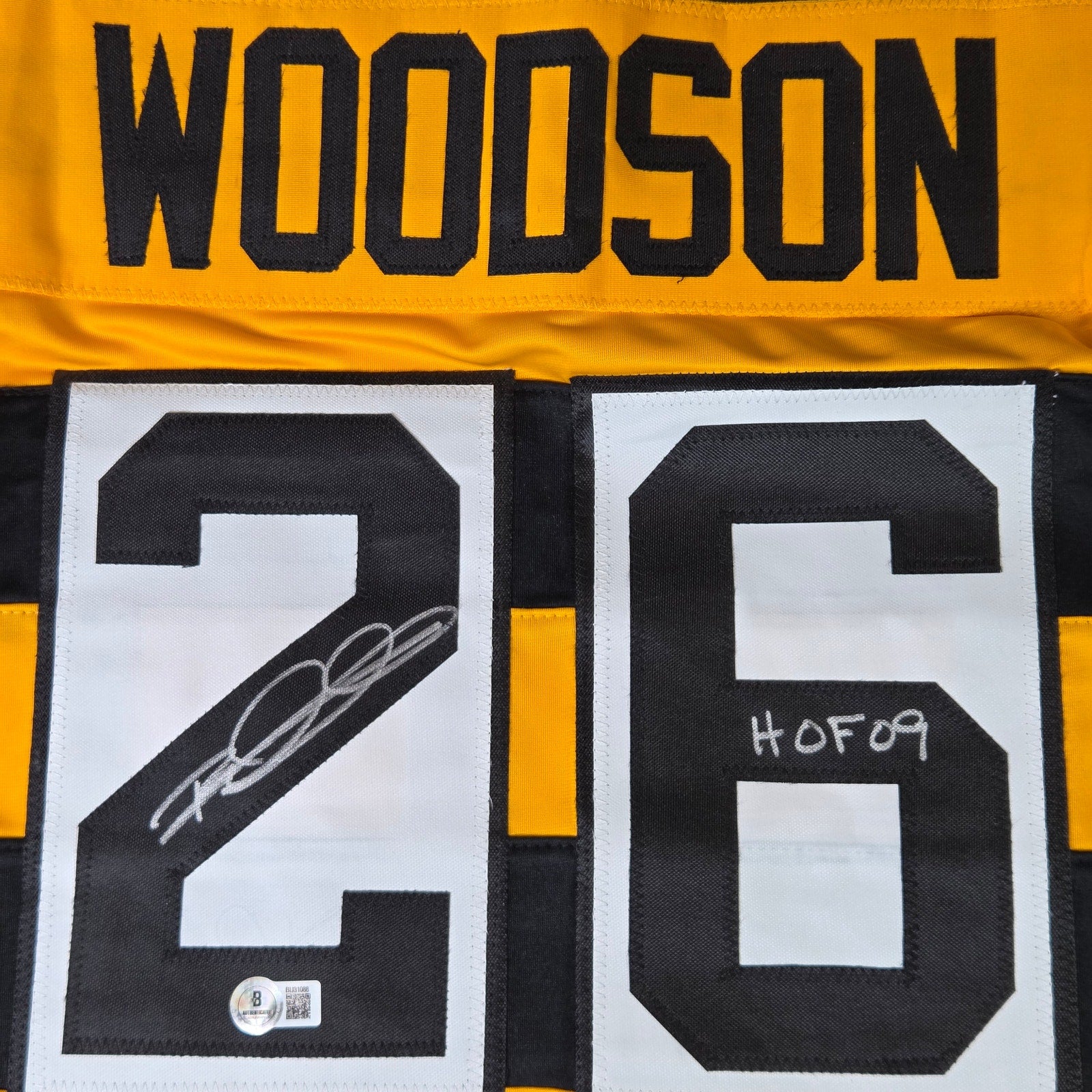 Rod Woodson Signed Steelers Bumblebee Jersey HOF 09 Beckett Auto XL