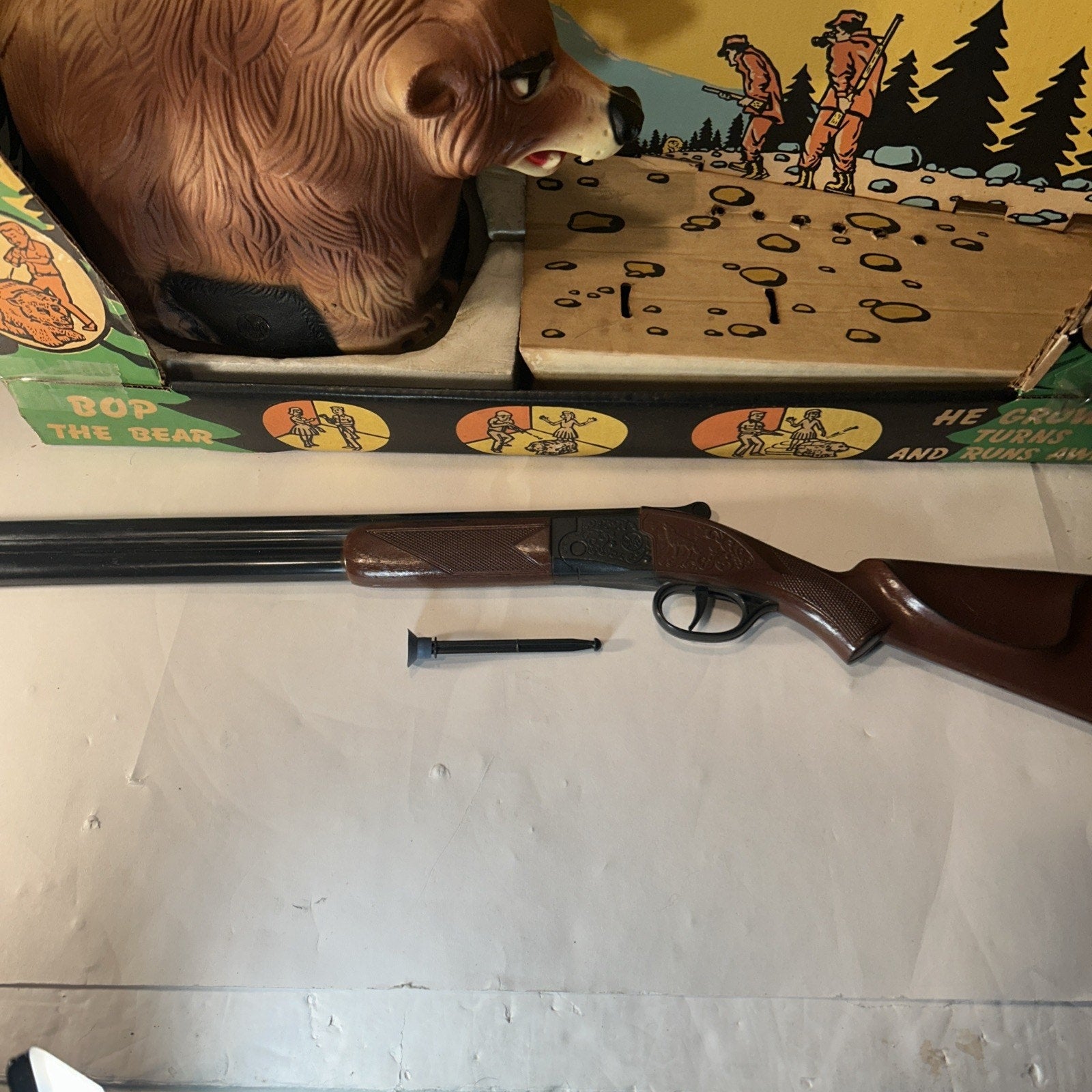 Vintage 1960s Marx Bop-A-Bear Toy G300 With Gun & Box – Incomplete, Untested