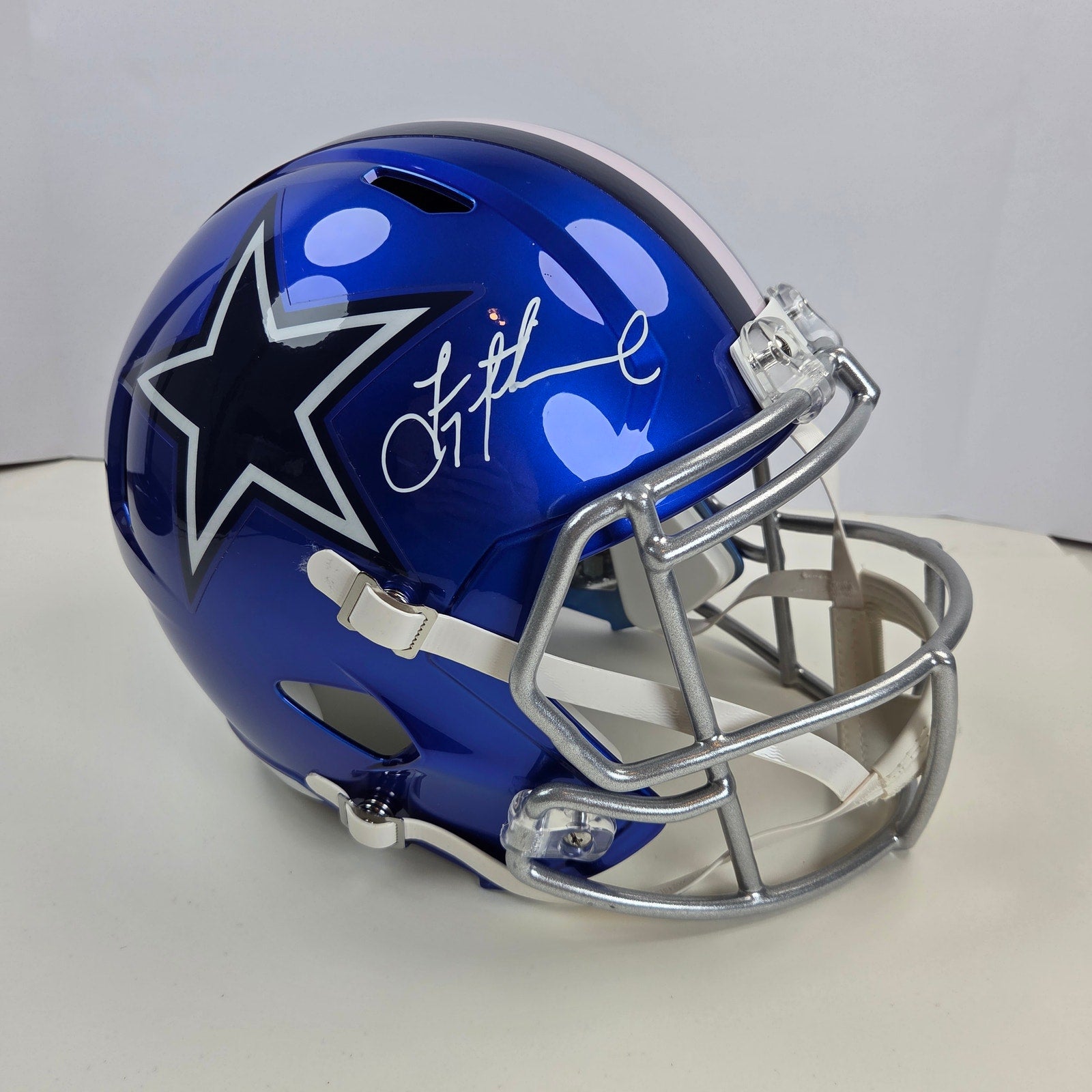 Troy Aikman Signed Riddell Cowboys Flash Alt Speed Replica Helmet BAS Witness