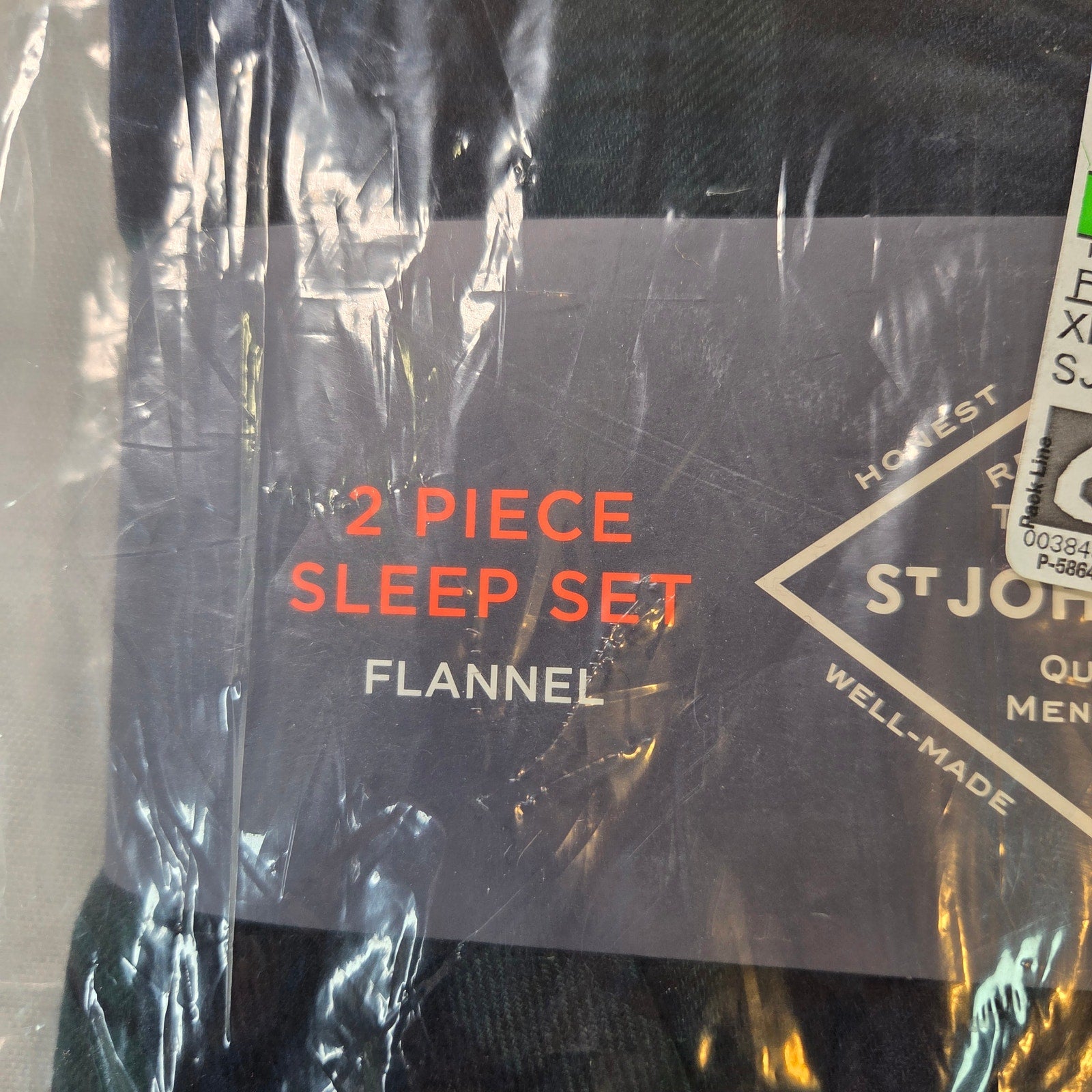 St. John’s Bay Men’s Flannel Pajama Set XL 2-Piece Cotton Black