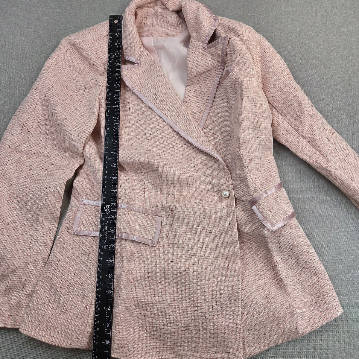 Unbranded Womens Small Pink Tweed Look Pantsuit Blazer Wide Leg Pants Set