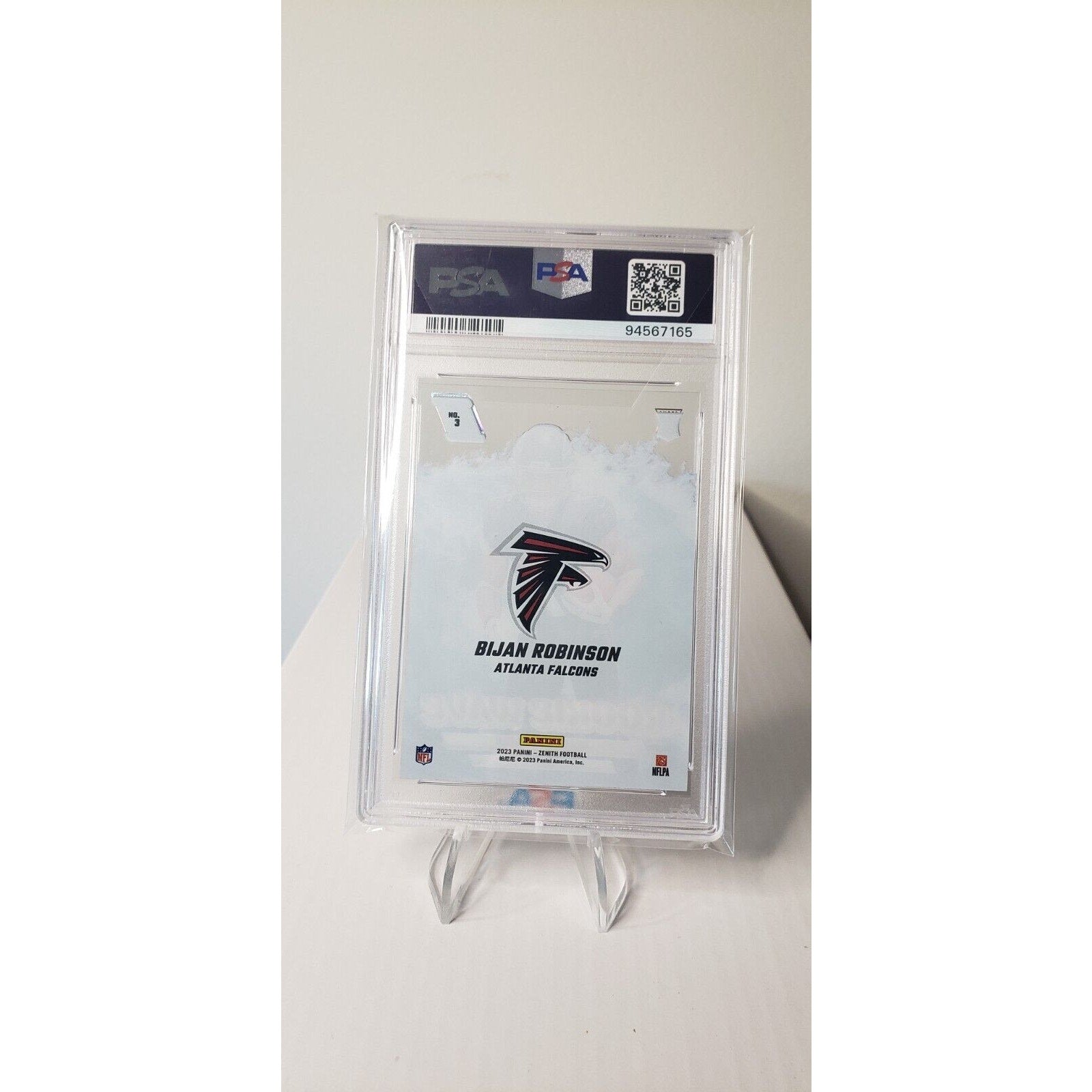 2023 Zenith Bijan Robinson Rookie Wave #3 Case Hit SP PSA 9