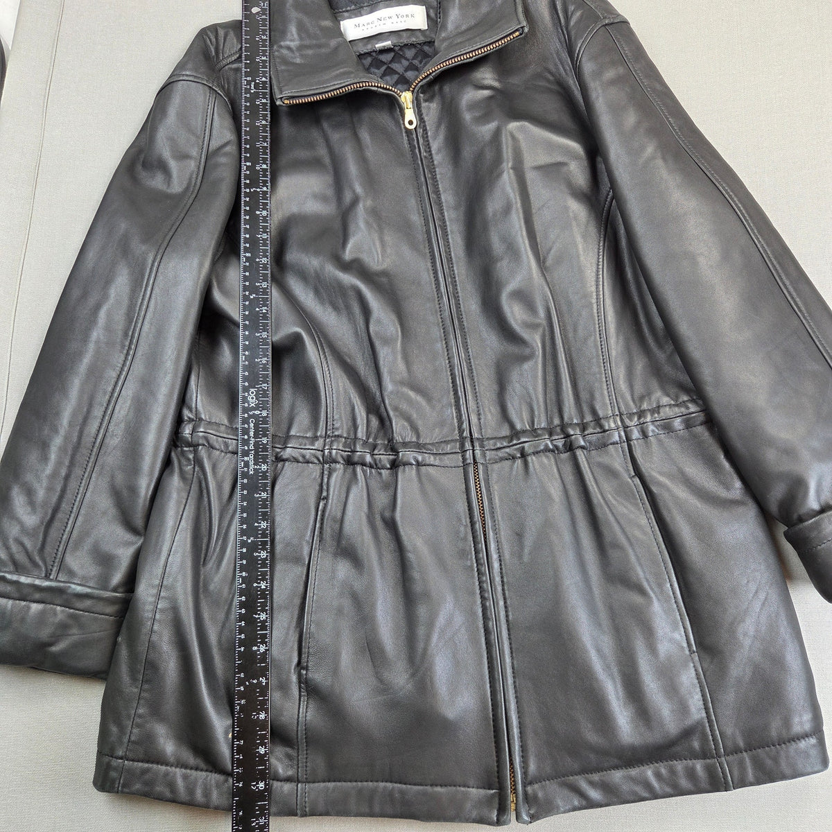 Marc New York Andrew Marc Women's L Black Leather Thermolite Car Coat Jacket
