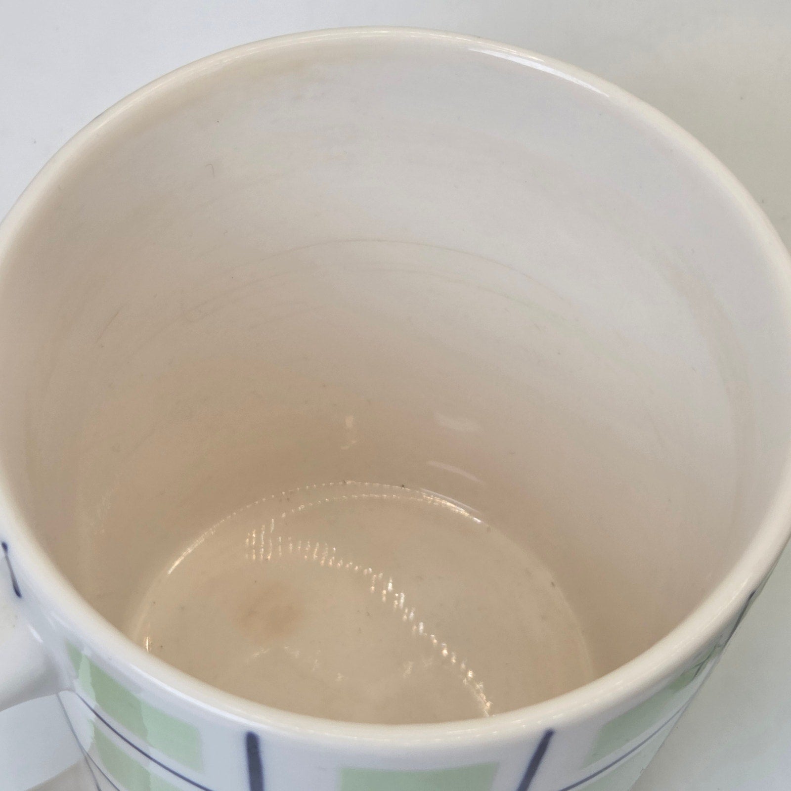 Starbucks Barista 2003 Green Blue Plaid Check Coffee Mugs Set Of 2 Cups