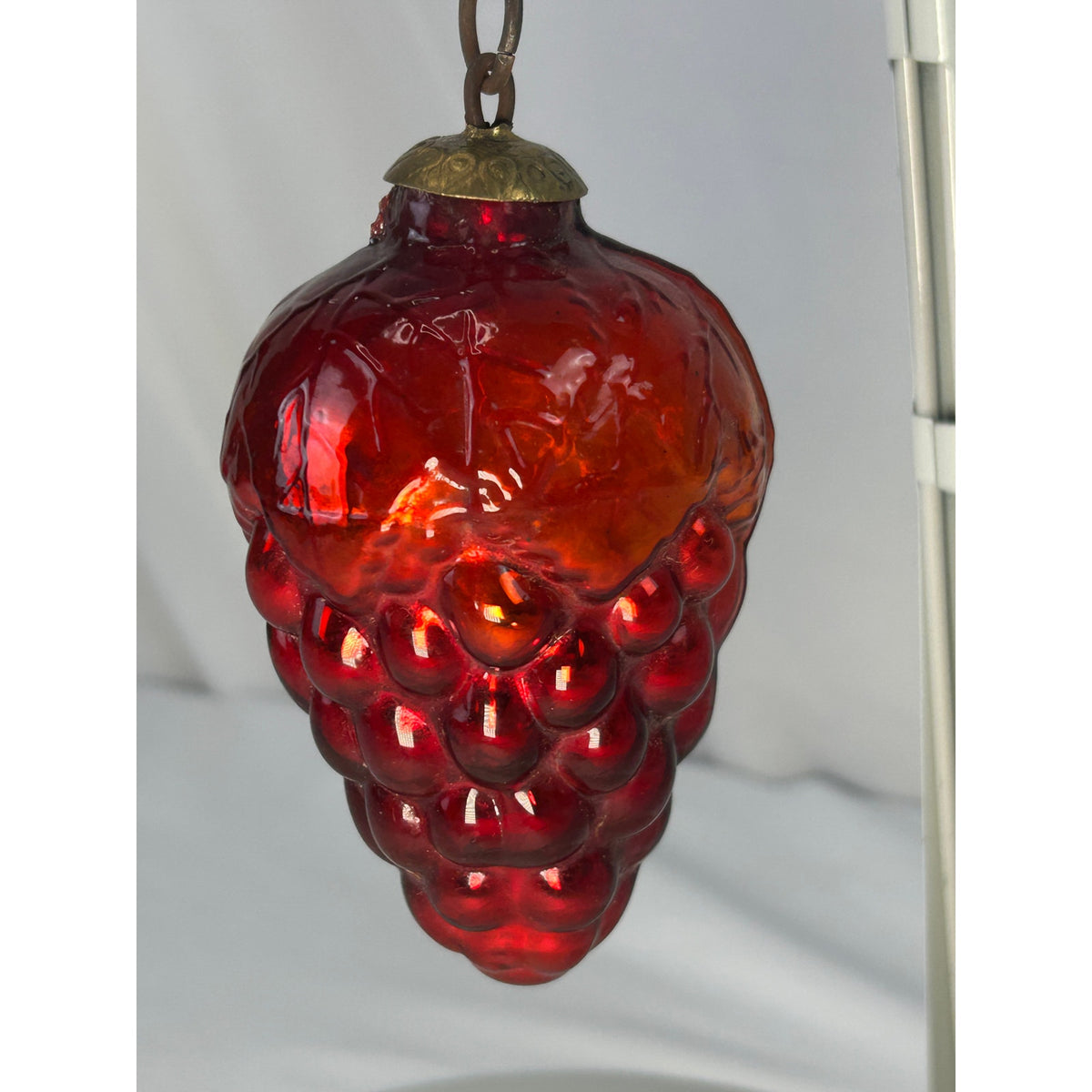 Antique 1800s German Kugel Red Grape Cluster Glass Christmas Ornament 4" Rare
