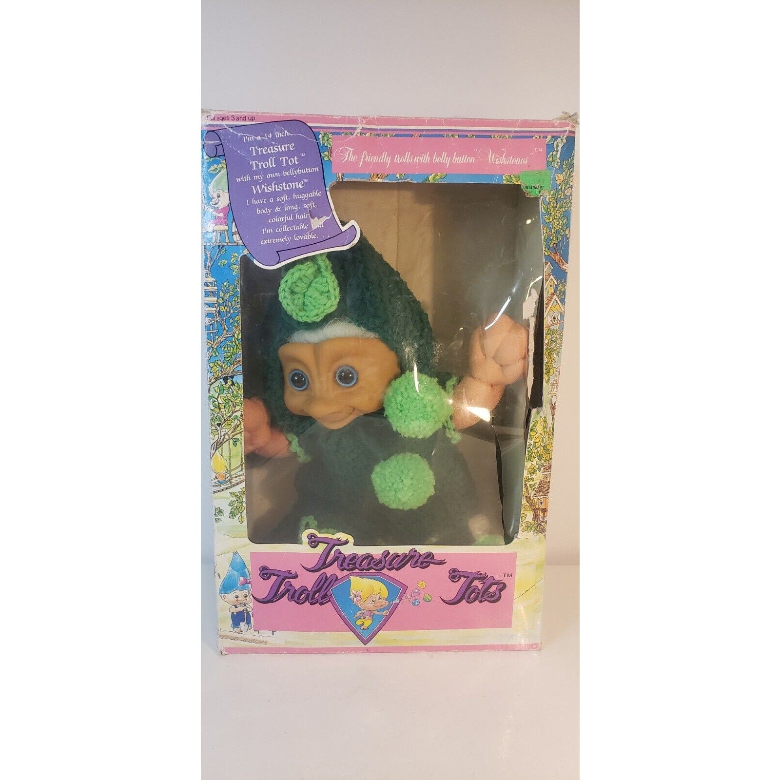 1991 Treasure Troll Tot 14" Doll Bellybutton Wishstone Vintage Dragon Outfit