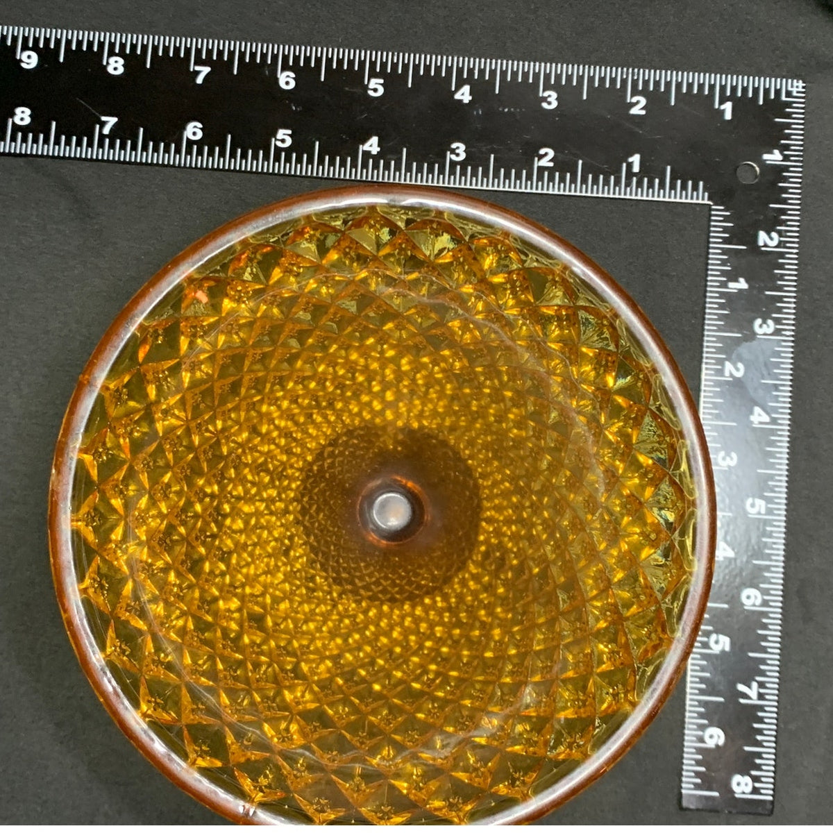 Vintage Indiana Glass Diamond Point Amber Pedestal Compote Candy Dish