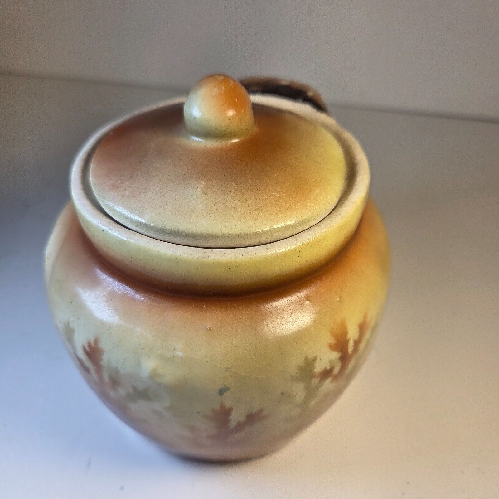 Royal Bruxonia Austria Owl Porcelain Tobacco Jar Humidor with Lid Vintage