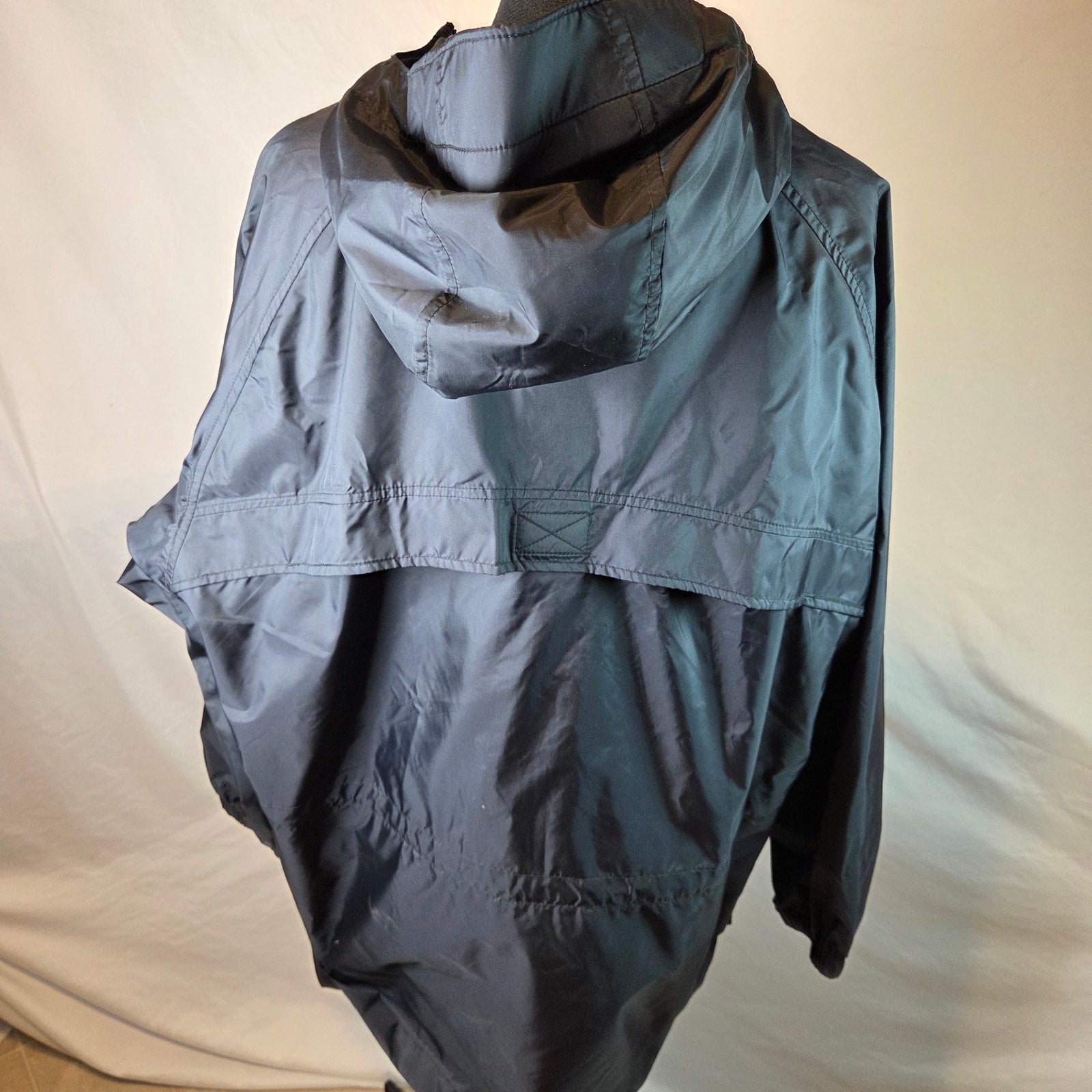 Vintage 1998 Columbia Packable Hooded Rain Jacket Women's XL Black Full Zip