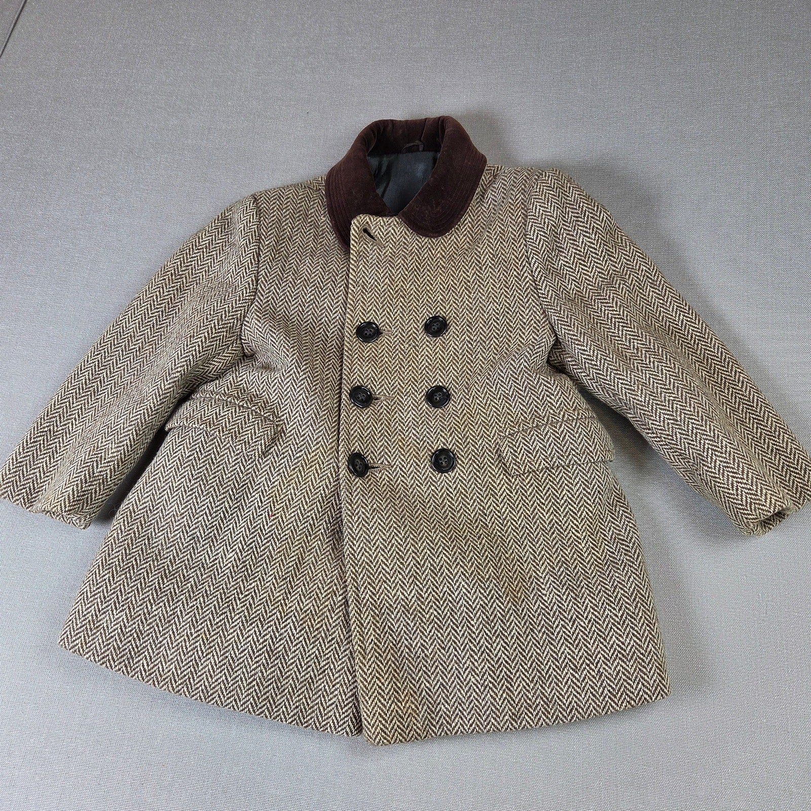 Fieldston Boys Wool Herringbone Coat Pants Set Vintage Stirrup Suit