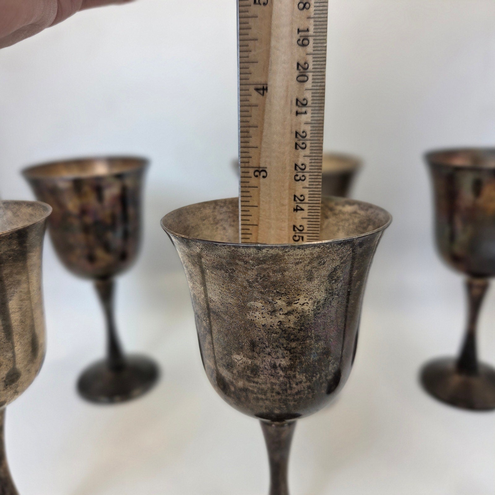 Salem Silverplate Portugal Goblets Set of 6 Vintage Chalice Cups Heavy Patina