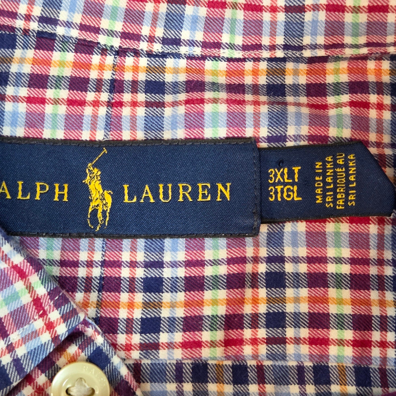 Polo Ralph Lauren 3XLT Plaid Cotton Button Down Shirt Long Sleeve Tall