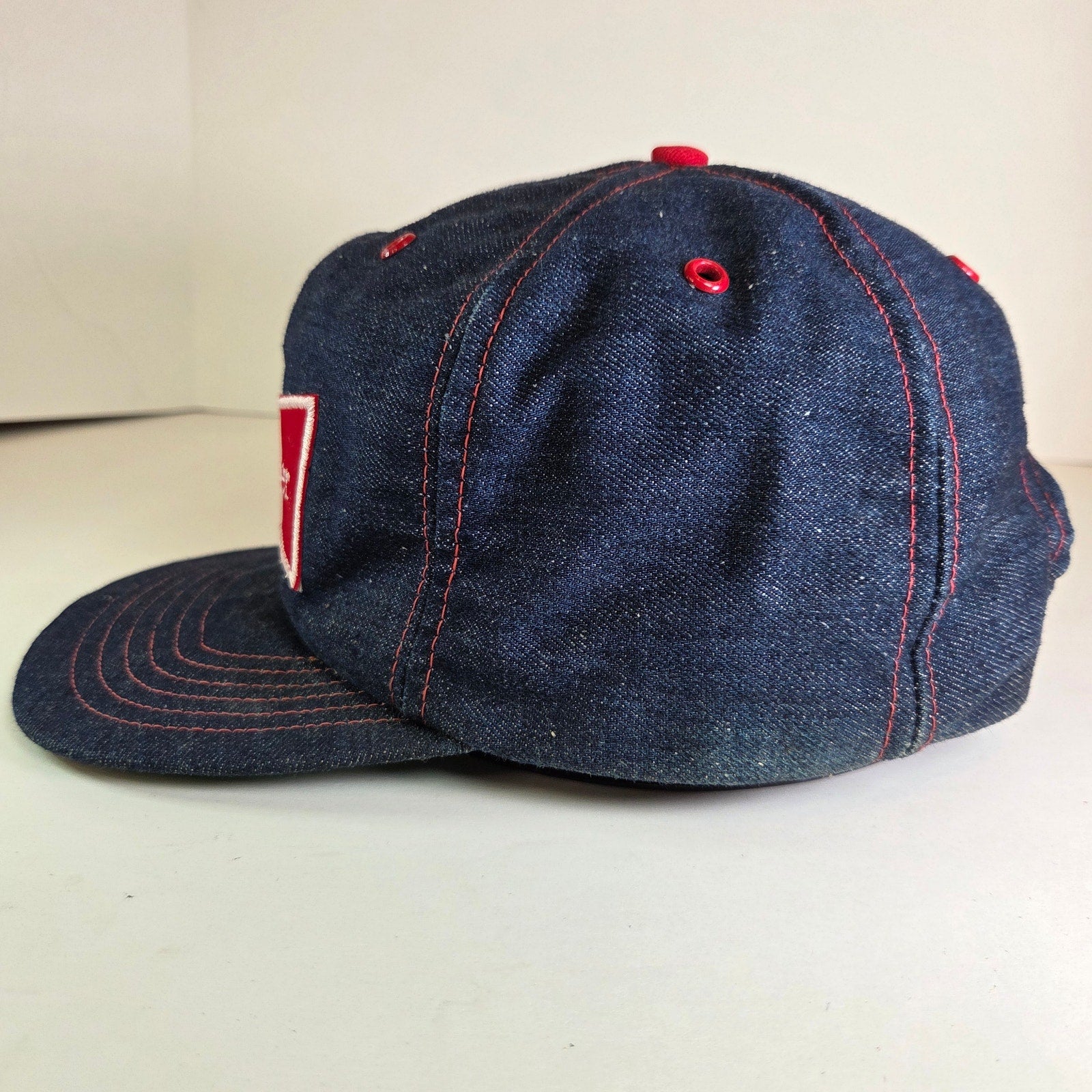 Vintage Budweiser Denim Snapback Hat 80s West-Chester St Louis USA Made Beer Cap