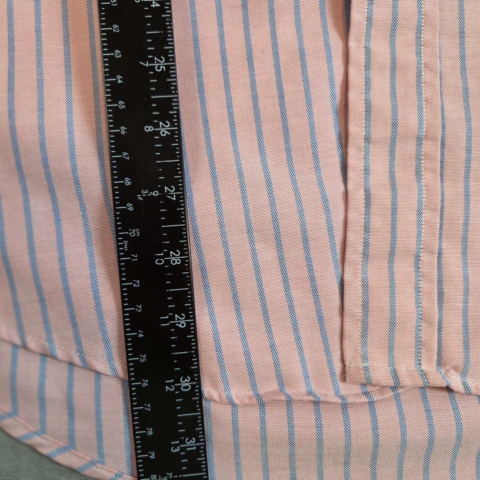 Vintage 90s L.L. Bean USA Made Pink Blue Stripe Shirt 16-35 Single Needle