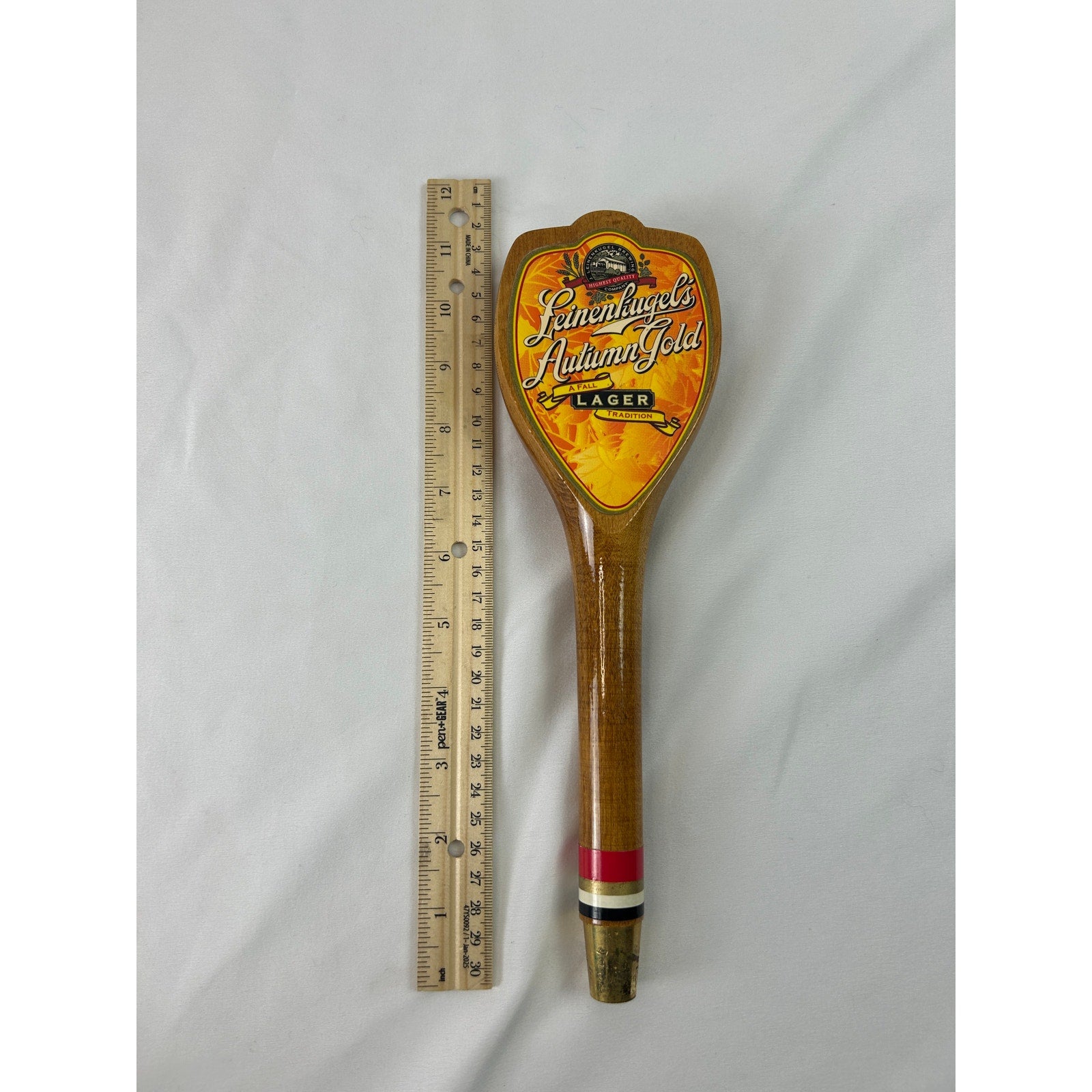 Leinenkugels Autumn Gold Lager Wood Beer Tap Handle Vintage Wisconsin Breweriana