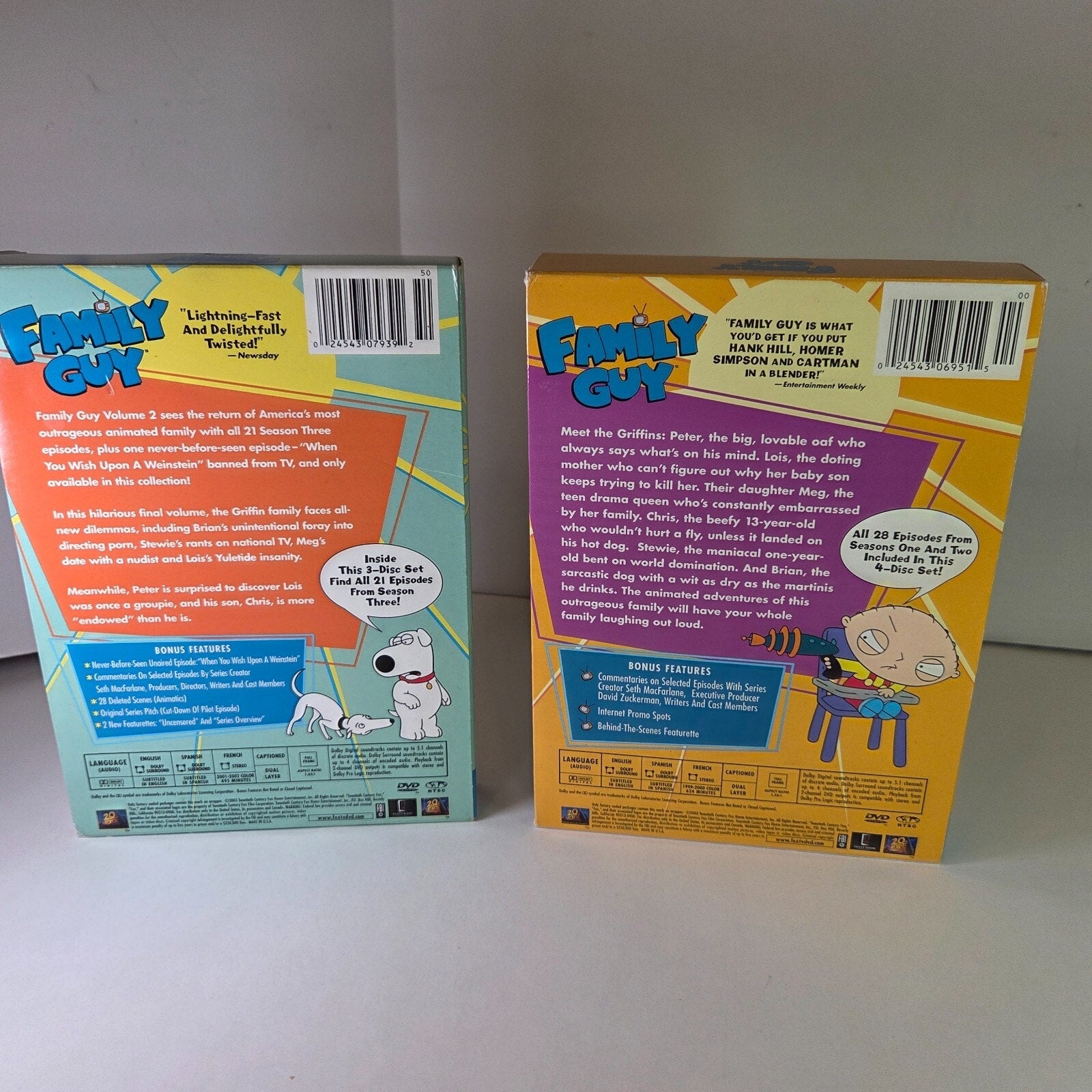 Lot of 2 Family Guy Volume 1 & 2: Season 1, 2 & 3 DVDs