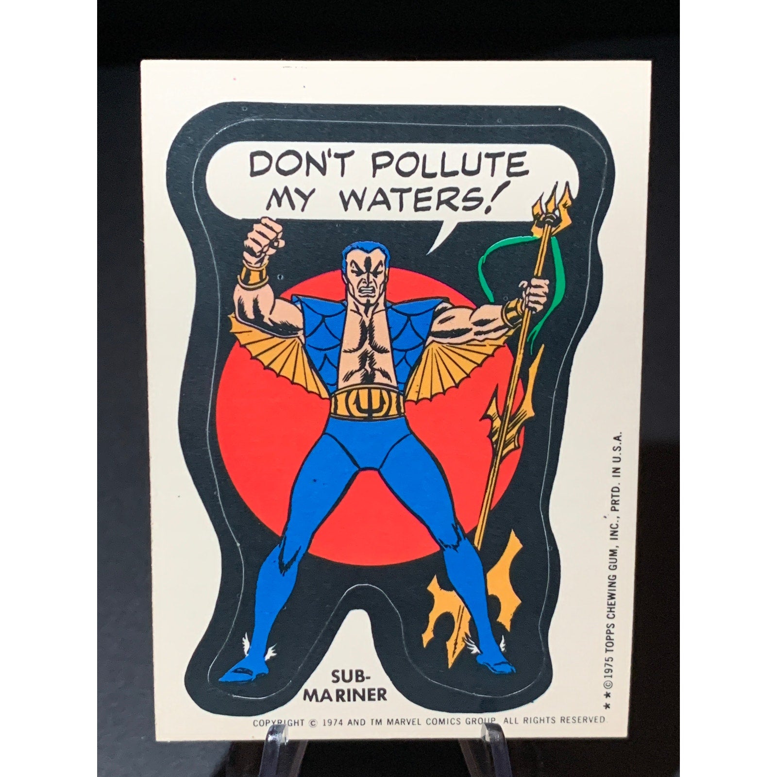 1975 Topps Marvel Comic Book Heroes Stickers Human Torch Sub Mariner Card Pair