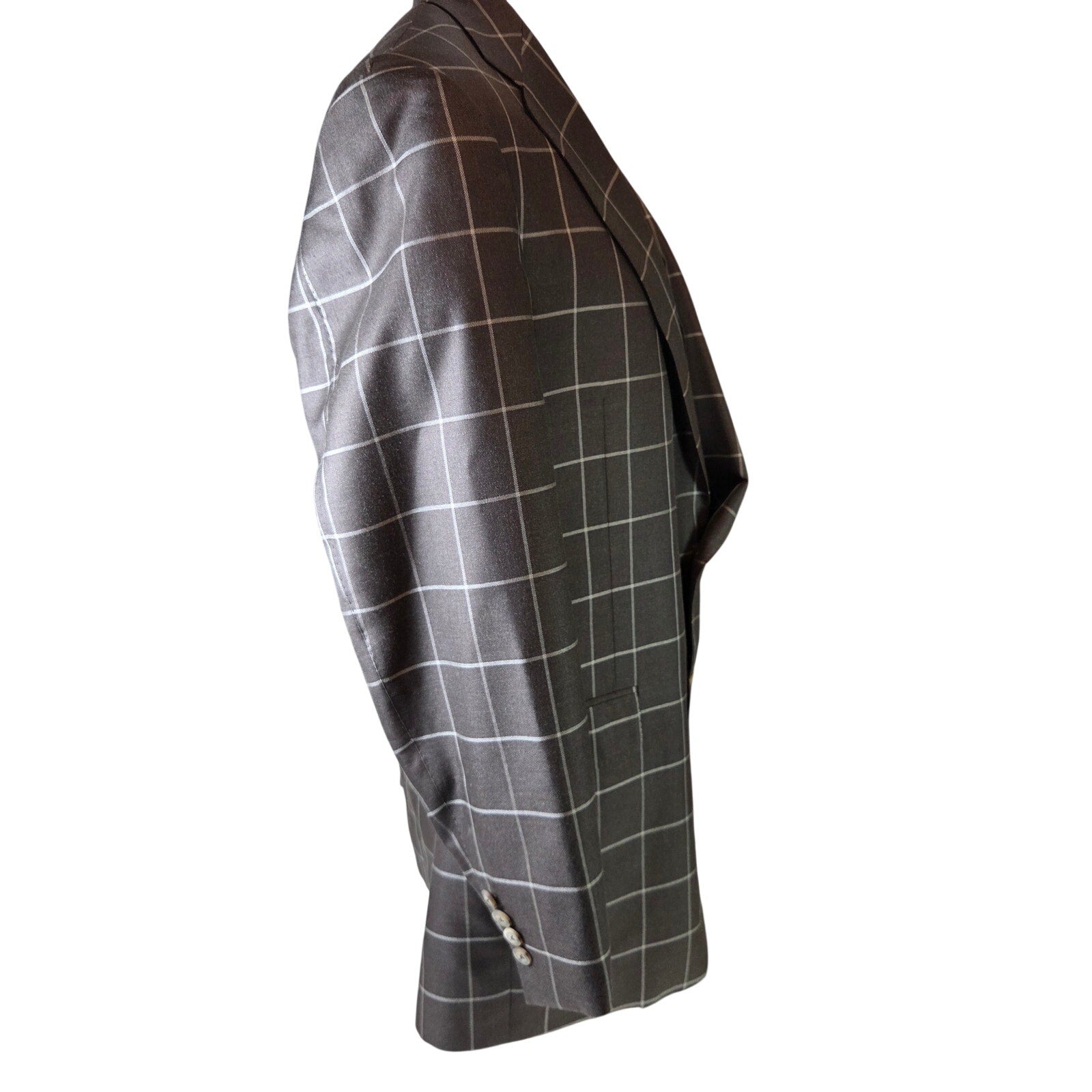 Samuelsohn Earl 44L Camel Hair Silk Windowpane Sport Coat Blazer Canada