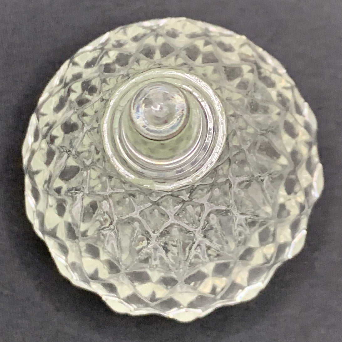 Clear Pressed Glass Covered Candy Dish Diamond Pattern Pointed Lid Small
