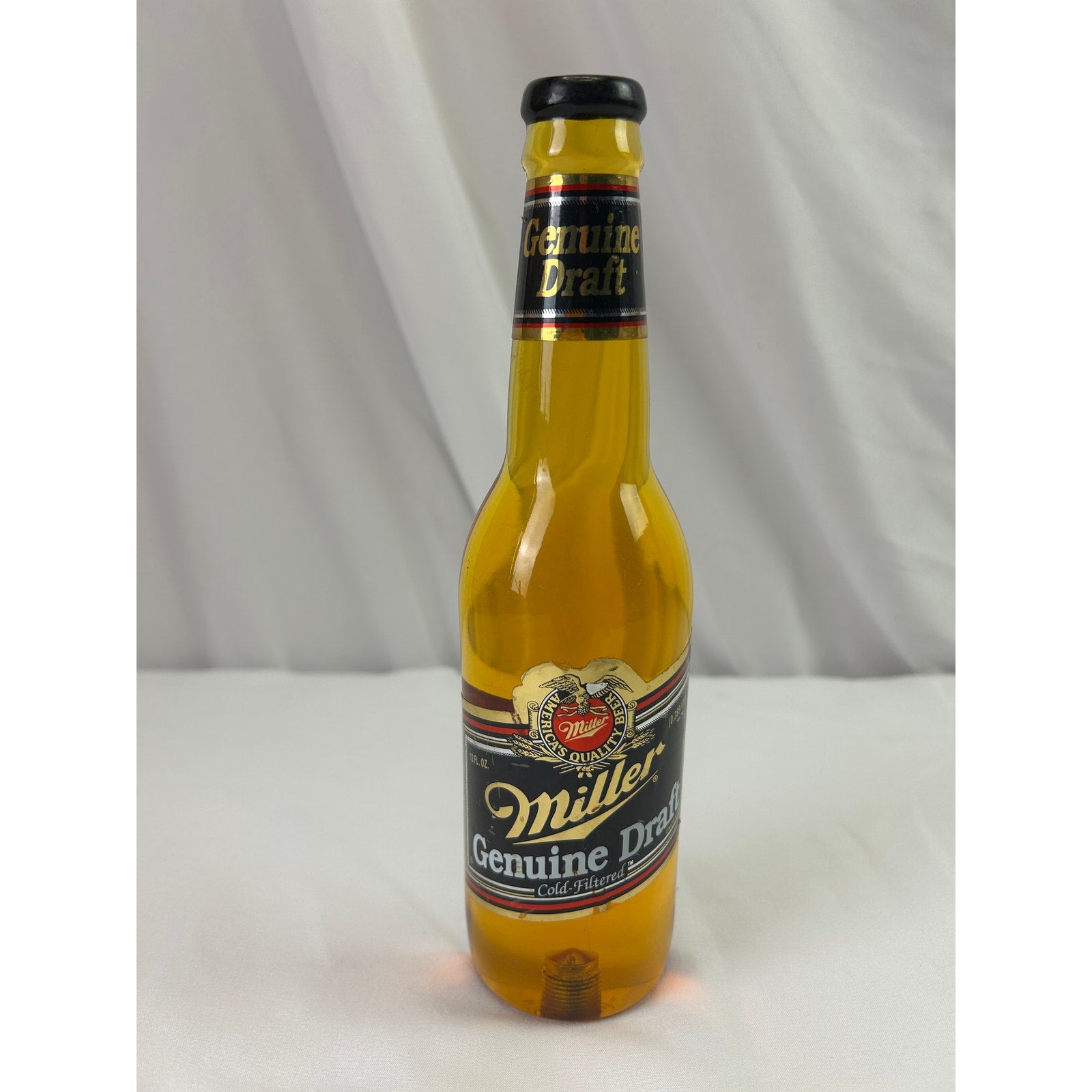 Vintage Miller Genuine Draft MGD Beer Tap Handle Acrylic Half Bottle 9 Inch