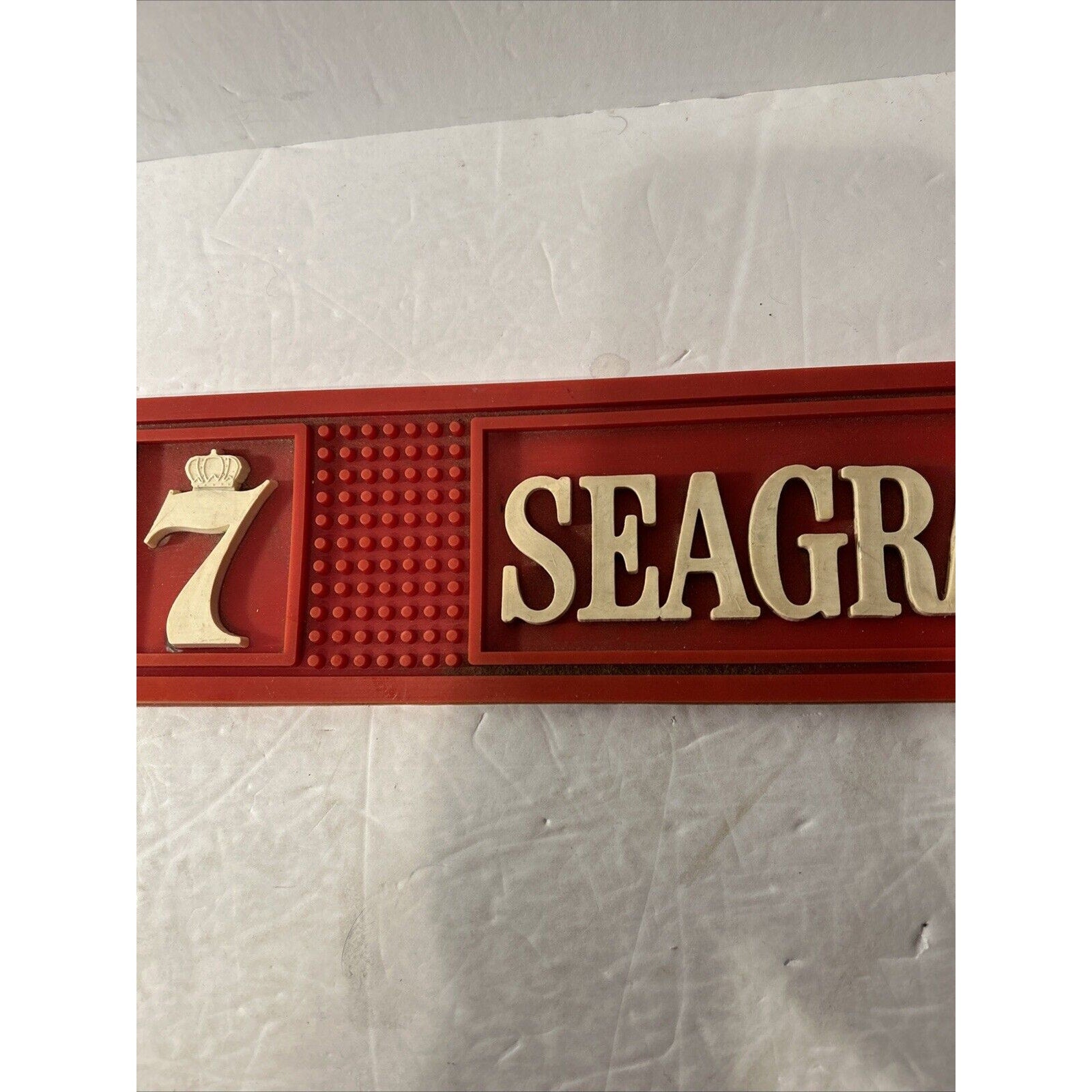 Vintage Seagram’s 7 Bar Spill Mat Rubber Bar Rail Mat 24" x 3.5"