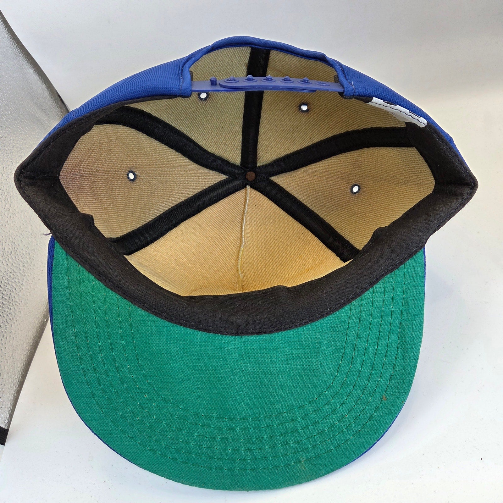 Vintage OK Hardware All Foam Snapback Hat OSFA Blue White Promotional Cap